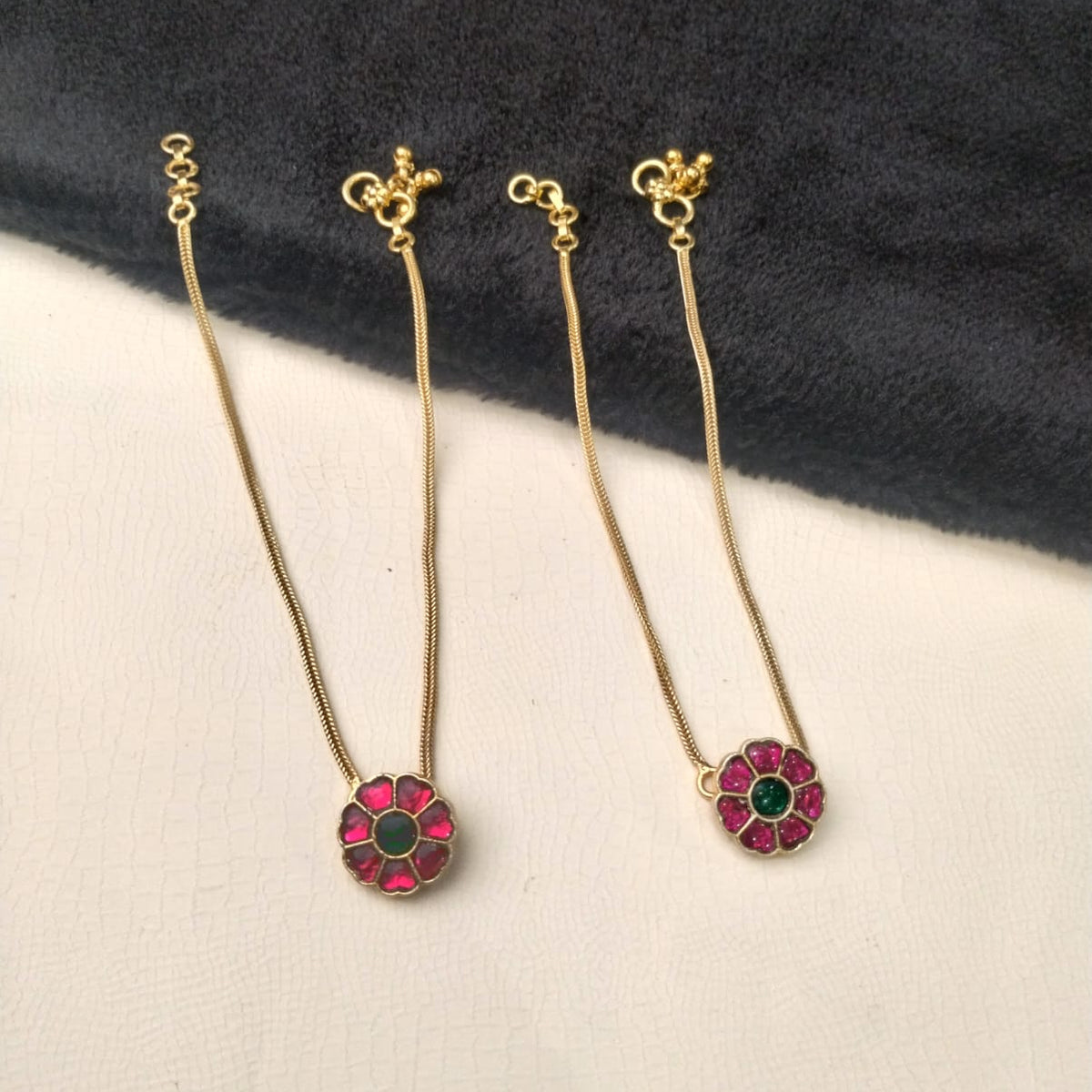 Silver 92.5 Kundan Anklets-2160