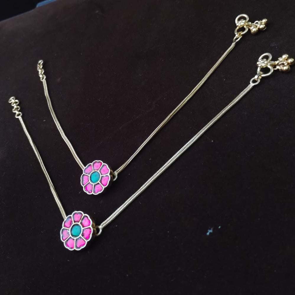 Silver 92.5 Kundan Anklets-2160
