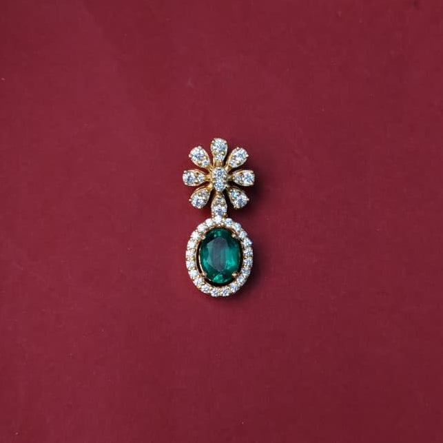Made Silver 92.5 Diamond Look Pendant With Earrings-3041