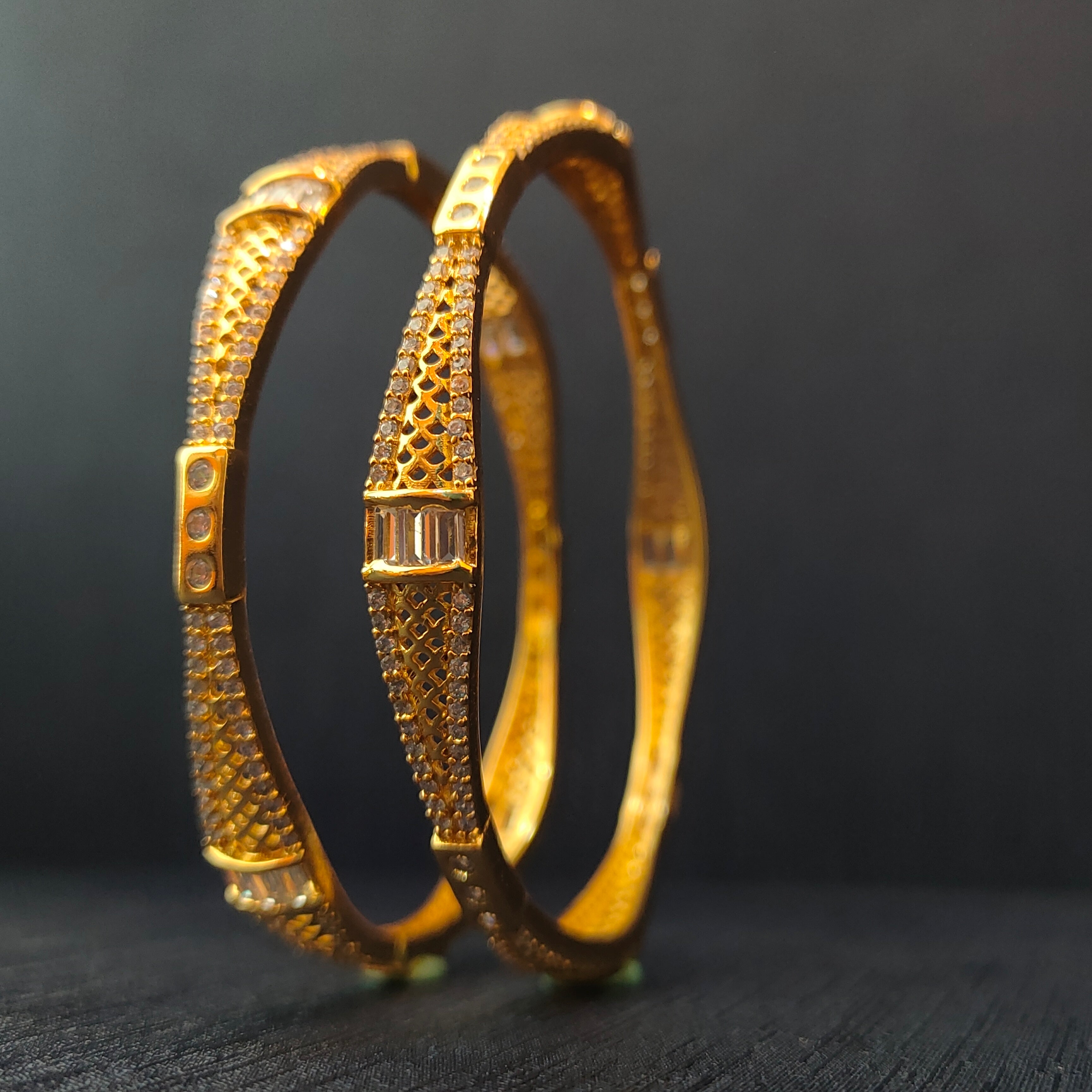 925 Silver CZ Stone Turkish Bangle-1374 - Size 2.5