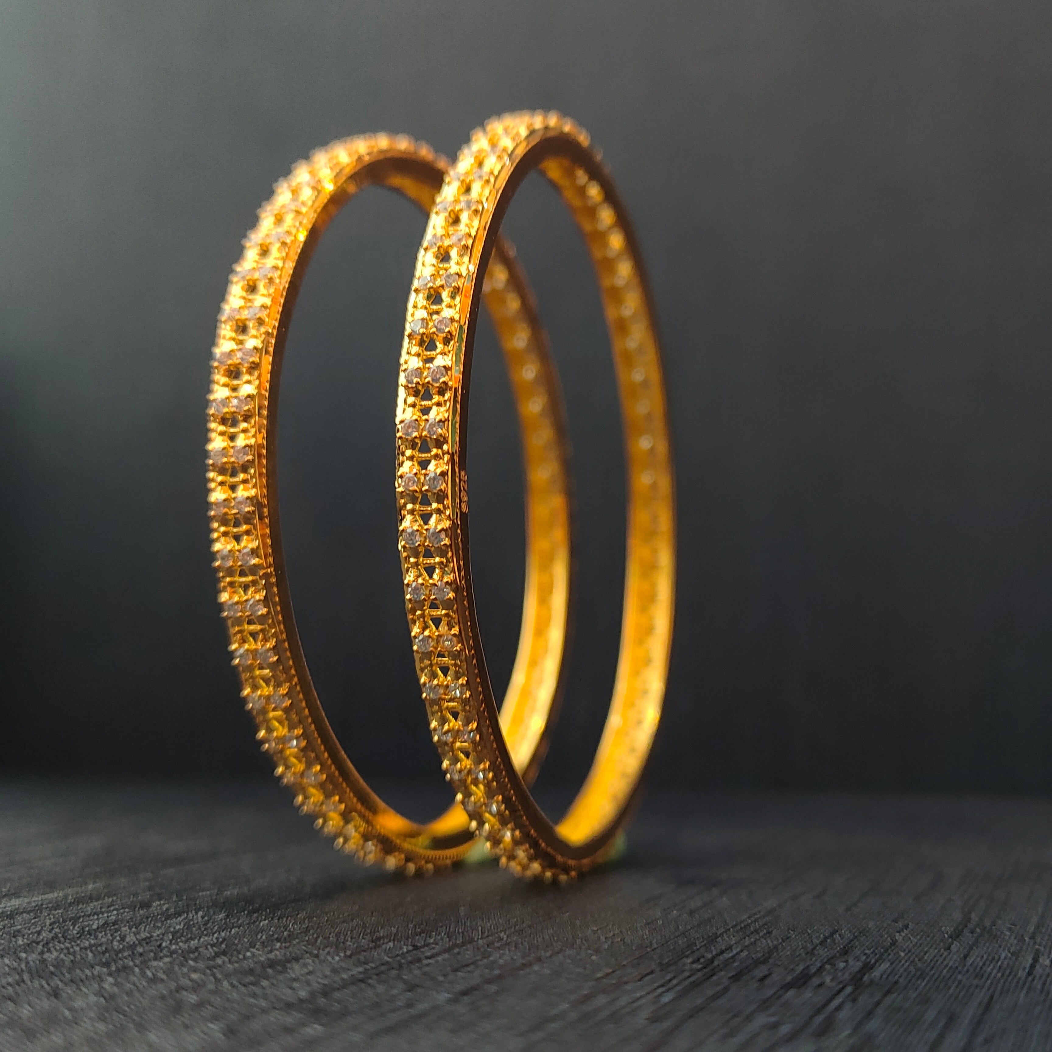 925 Silver CZ Stone Turkish Bangle-1371 - Size 2.6