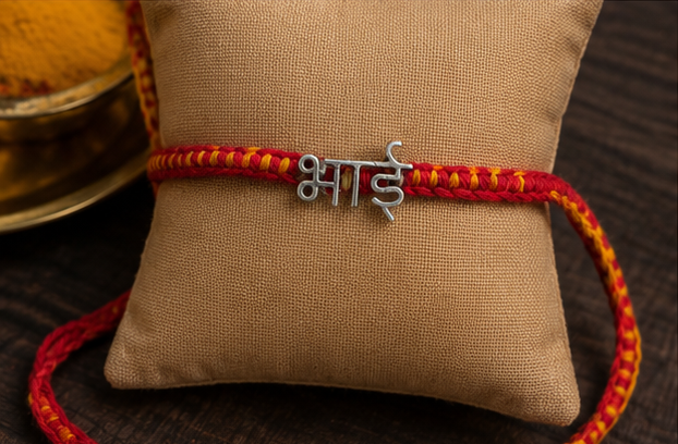 925 Silver Hindi Bhai Rakhi — 4101