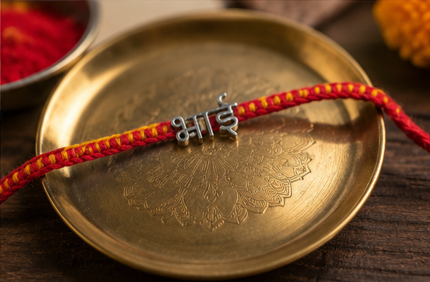 925 Silver Hindi Bhai Rakhi — 4101