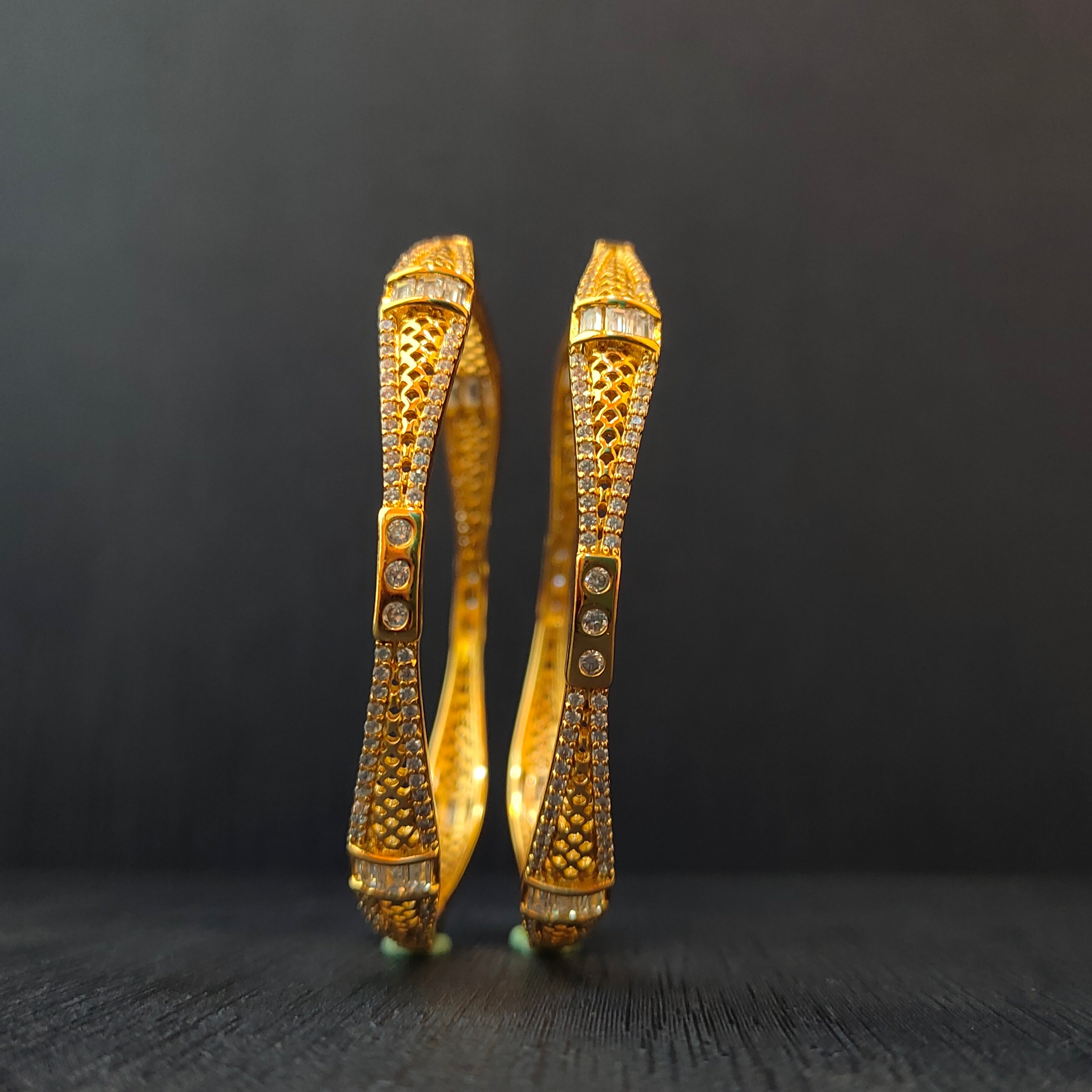 925 Silver CZ Stone Turkish Bangle-1374 - Size 2.5