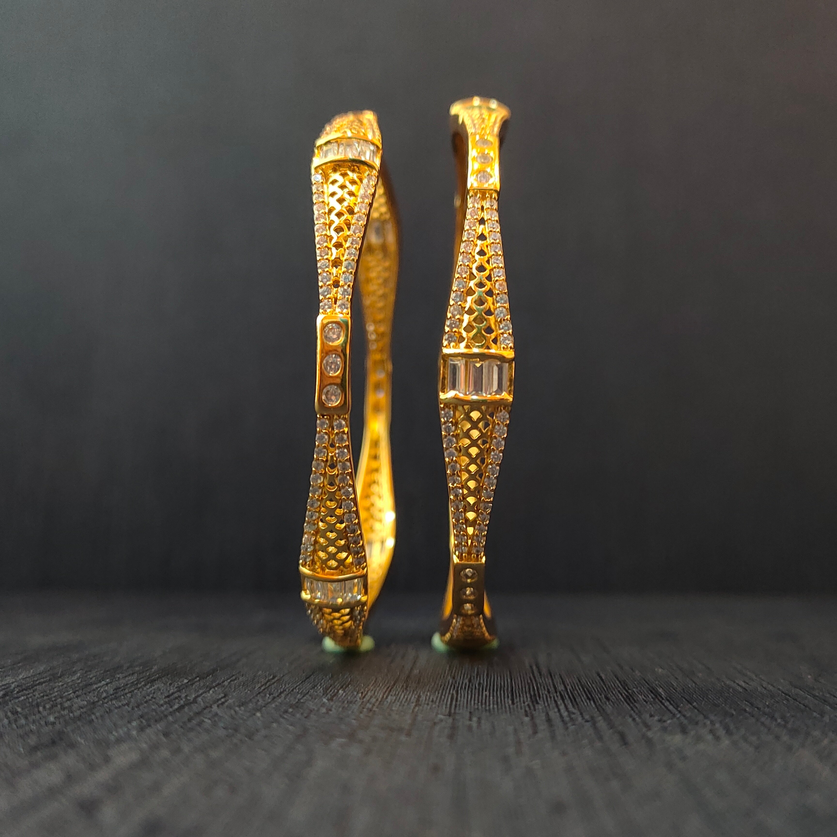 925 Silver CZ Stone Turkish Bangle-1374 - Size 2.5