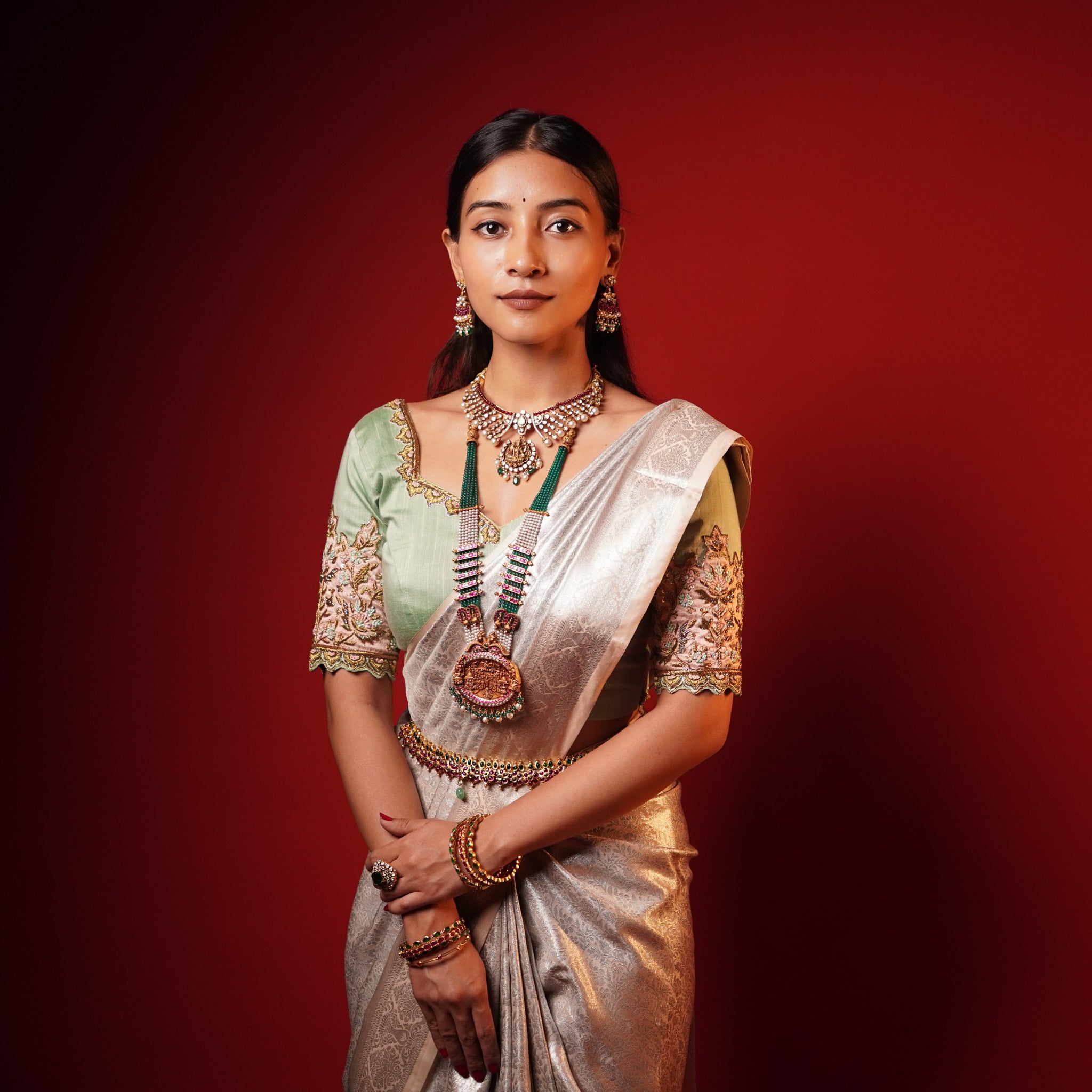 925 Silver Gold Plated Bridal Full Set-1116