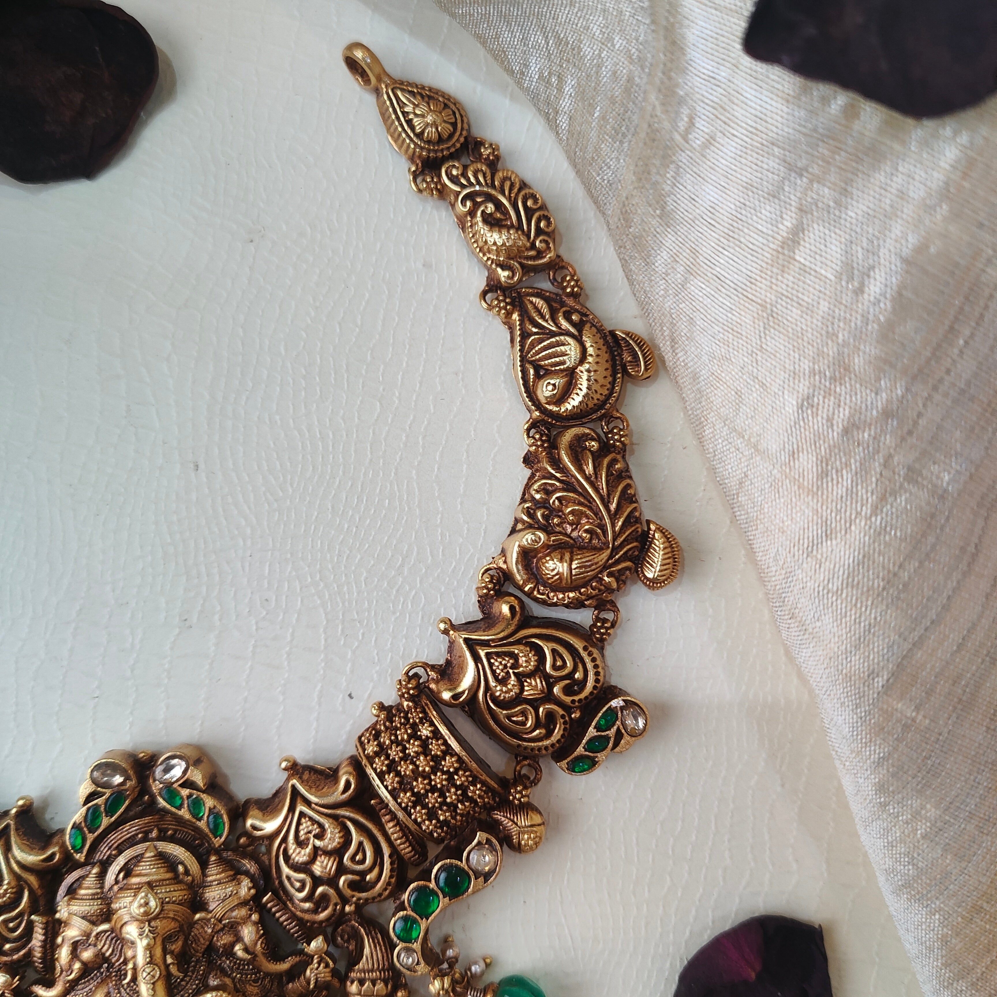 Ganesha Kundan Nakshi Necklace - 0032 - BCOS Its Silver
