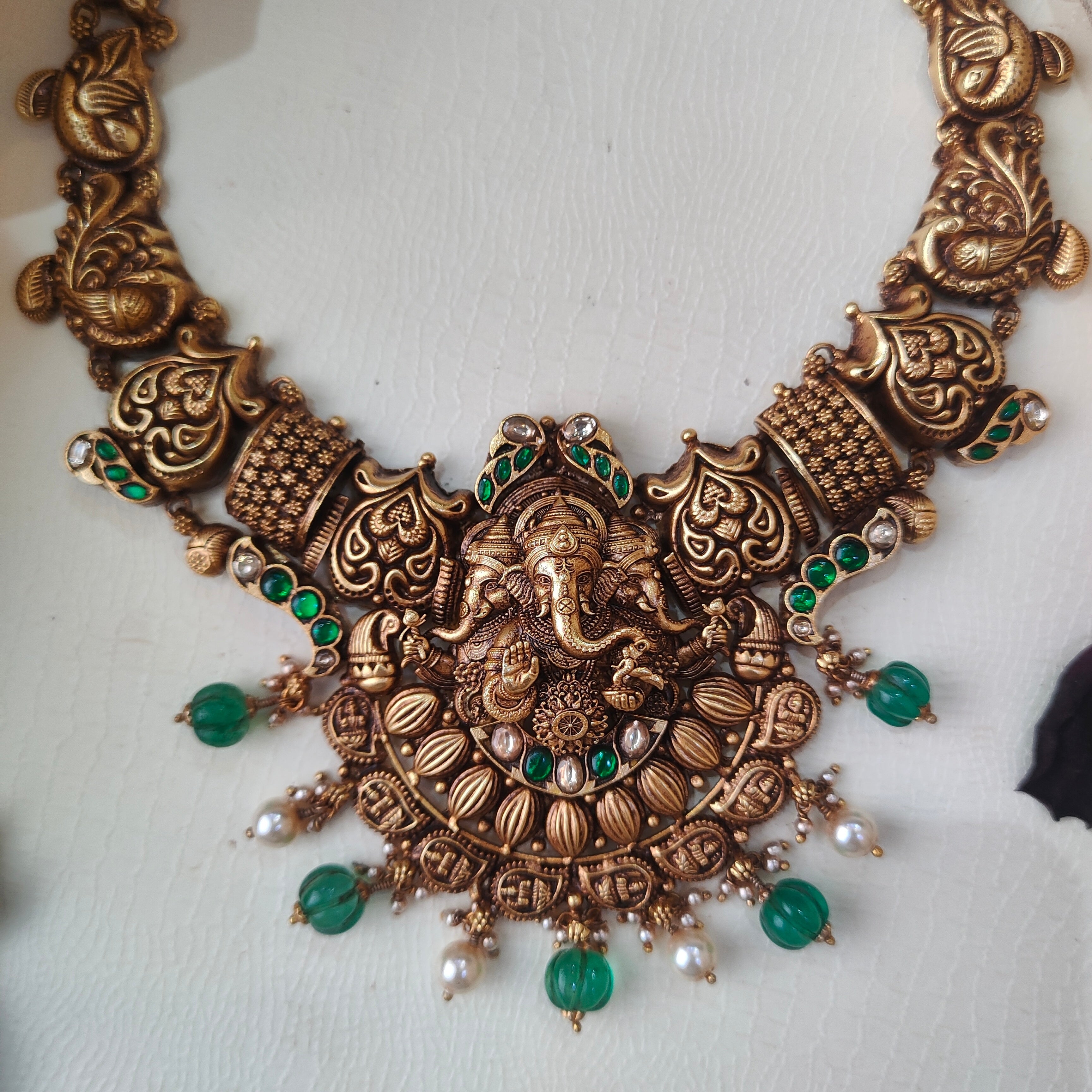 Ganesha Kundan Nakshi Necklace - 0032 - BCOS Its Silver