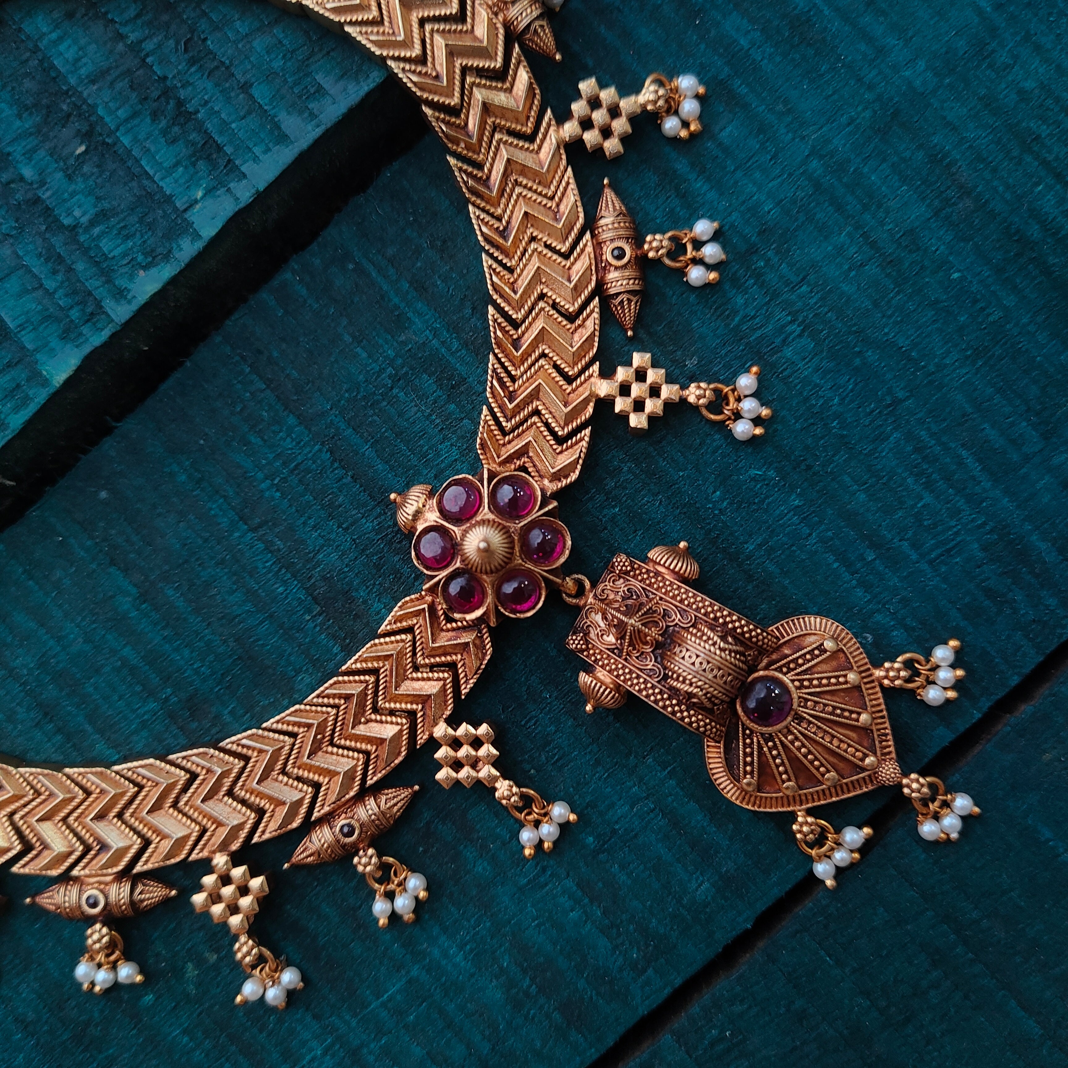 925 Silver Gold Plated Temple  Necklace -1443 (made to order )