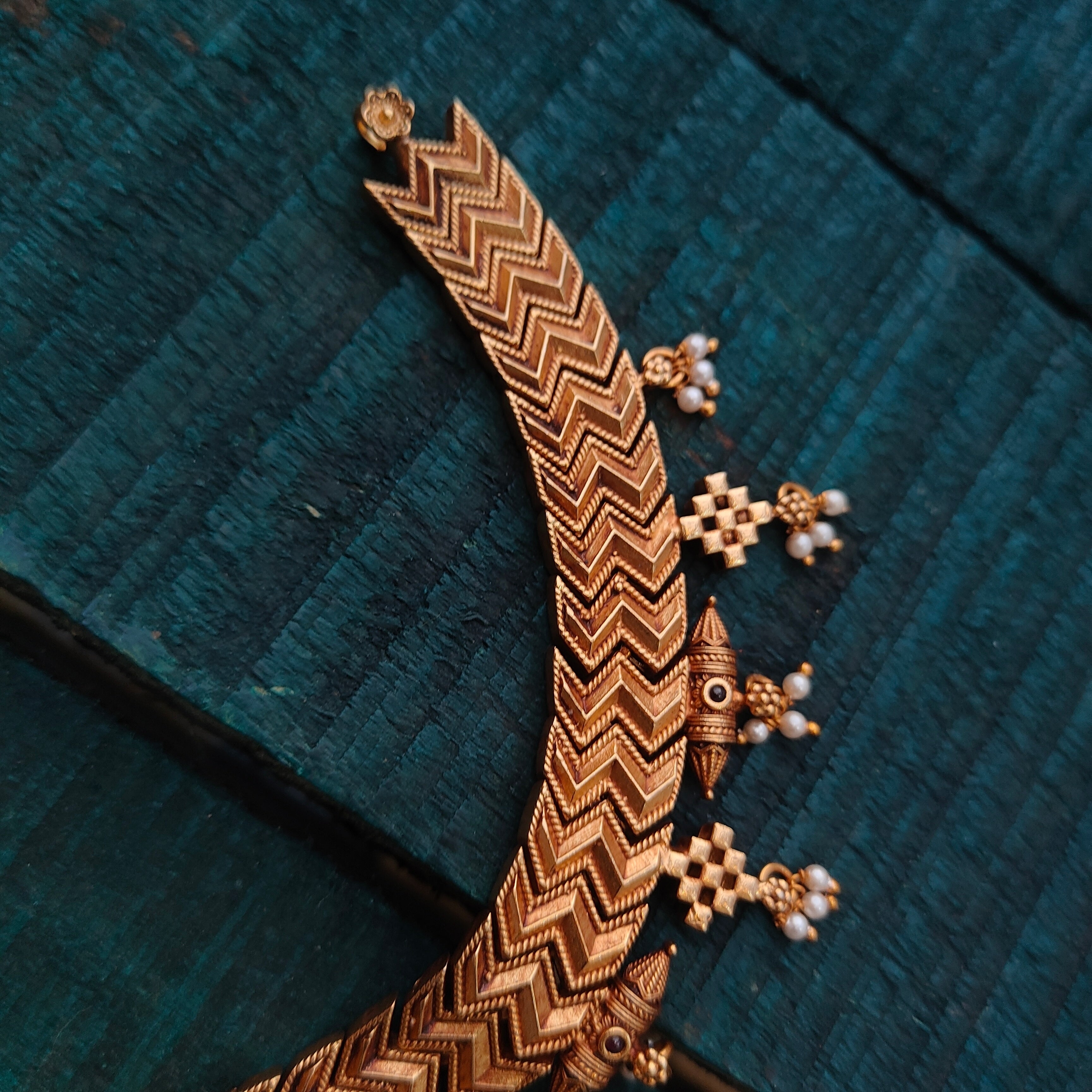 925 Silver Gold Plated Temple  Necklace -1443 (made to order )