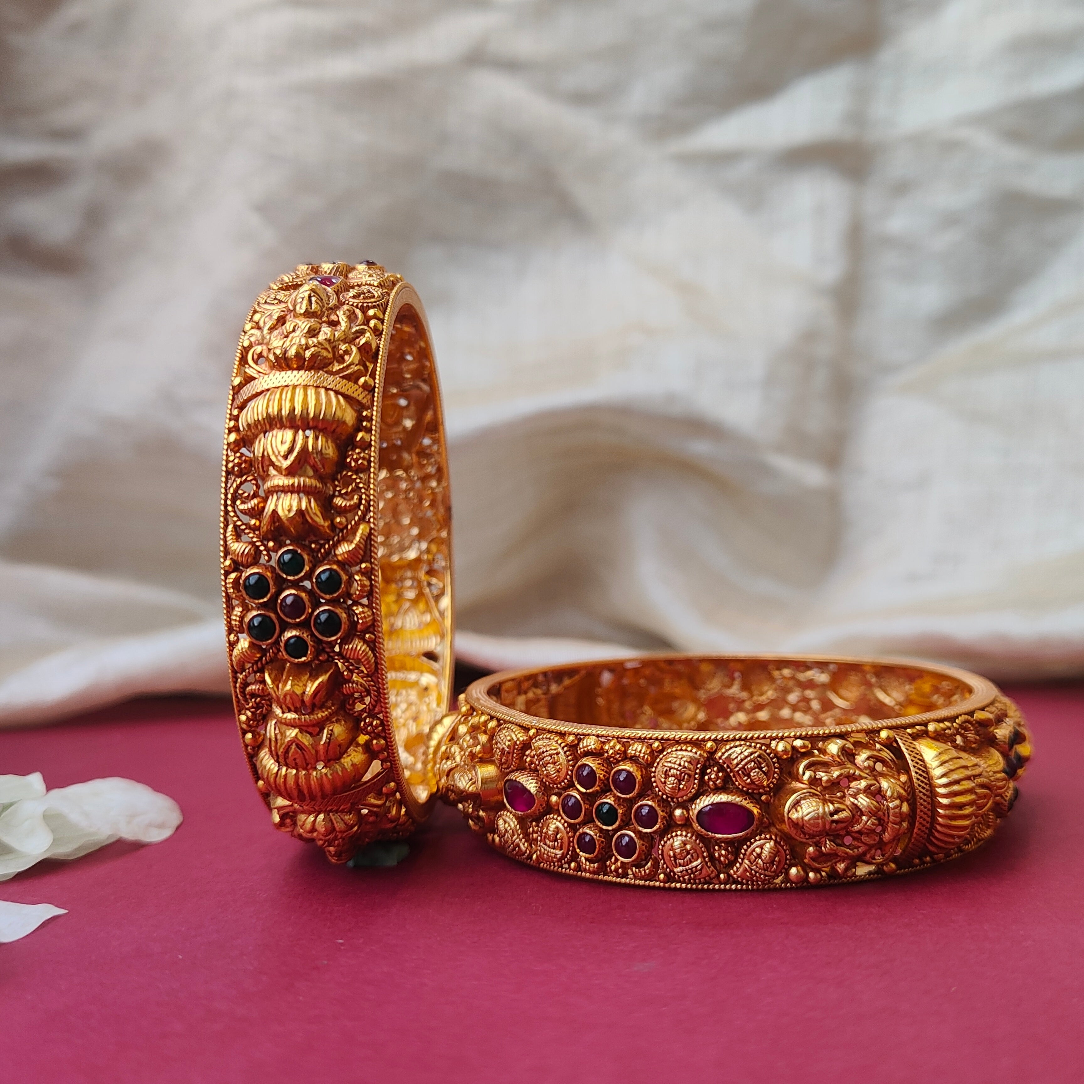 MahaLakshmi Silver Nakshi Bangle - 0027 (2.5 Pair) - BCOS Its Silver