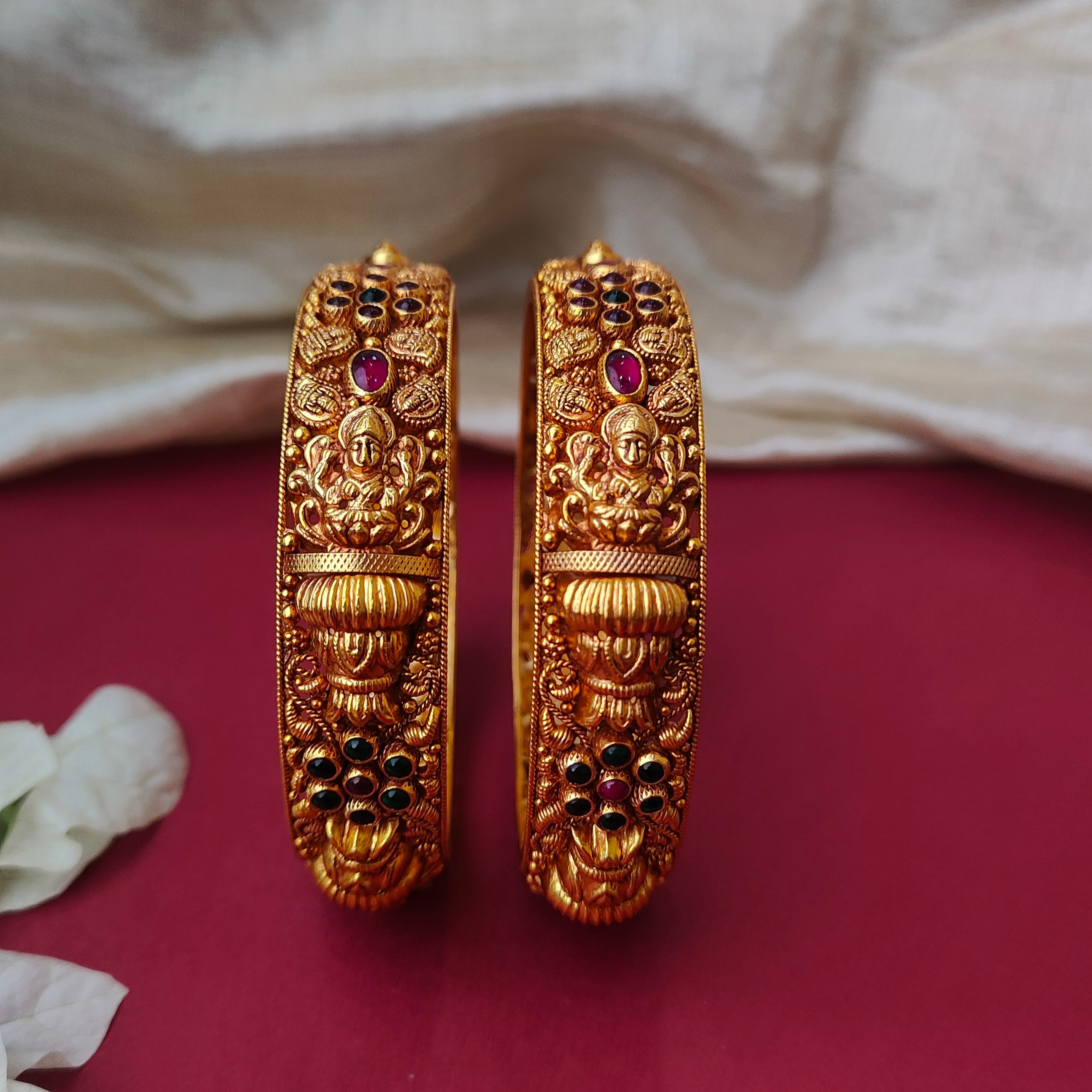 MahaLakshmi Silver Nakshi Bangle - 0027 (2.5 Pair) - BCOS Its Silver
