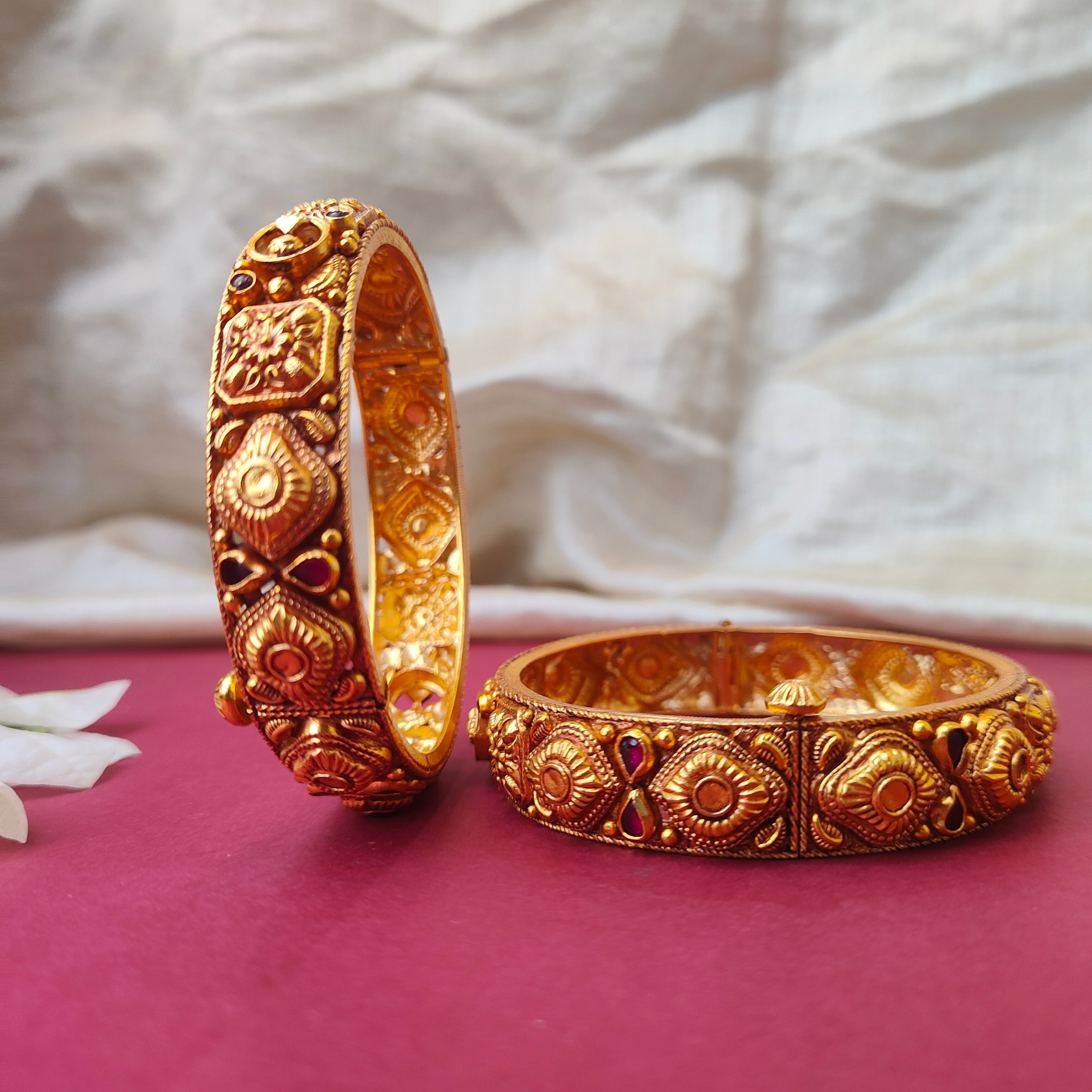 Malar Silver Nakshi Bangle - 0028 (2.5 Pair) - BCOS Its Silver