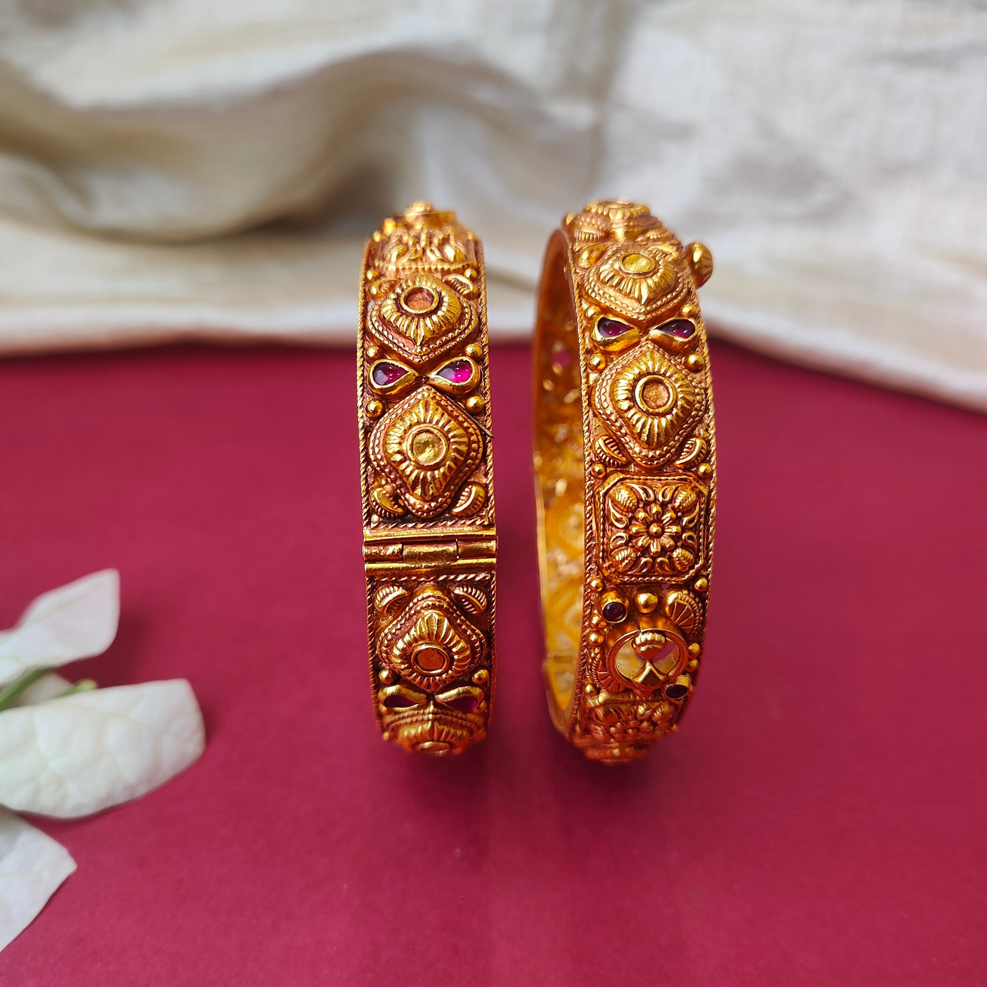 Malar Silver Nakshi Bangle - 0028 (2.5 Pair) - BCOS Its Silver