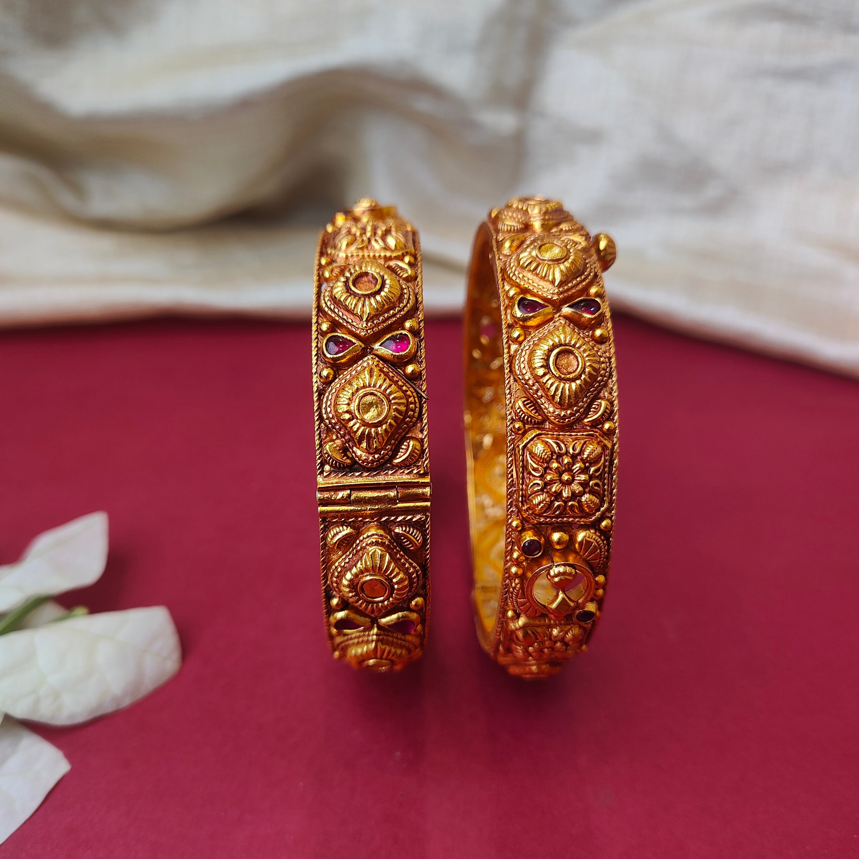 Malar Silver Nakshi Bangle - 0028 (2.5 Pair) - BCOS Its Silver