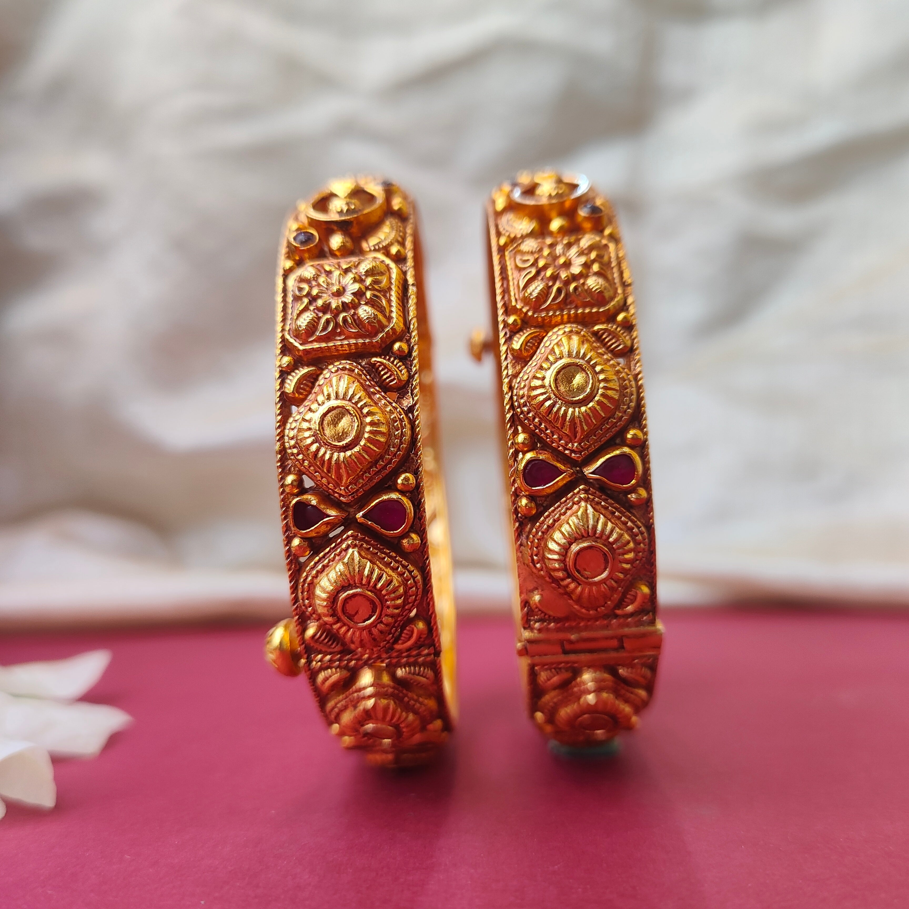 Malar Silver Nakshi Bangle - 0028 (2.5 Pair) - BCOS Its Silver