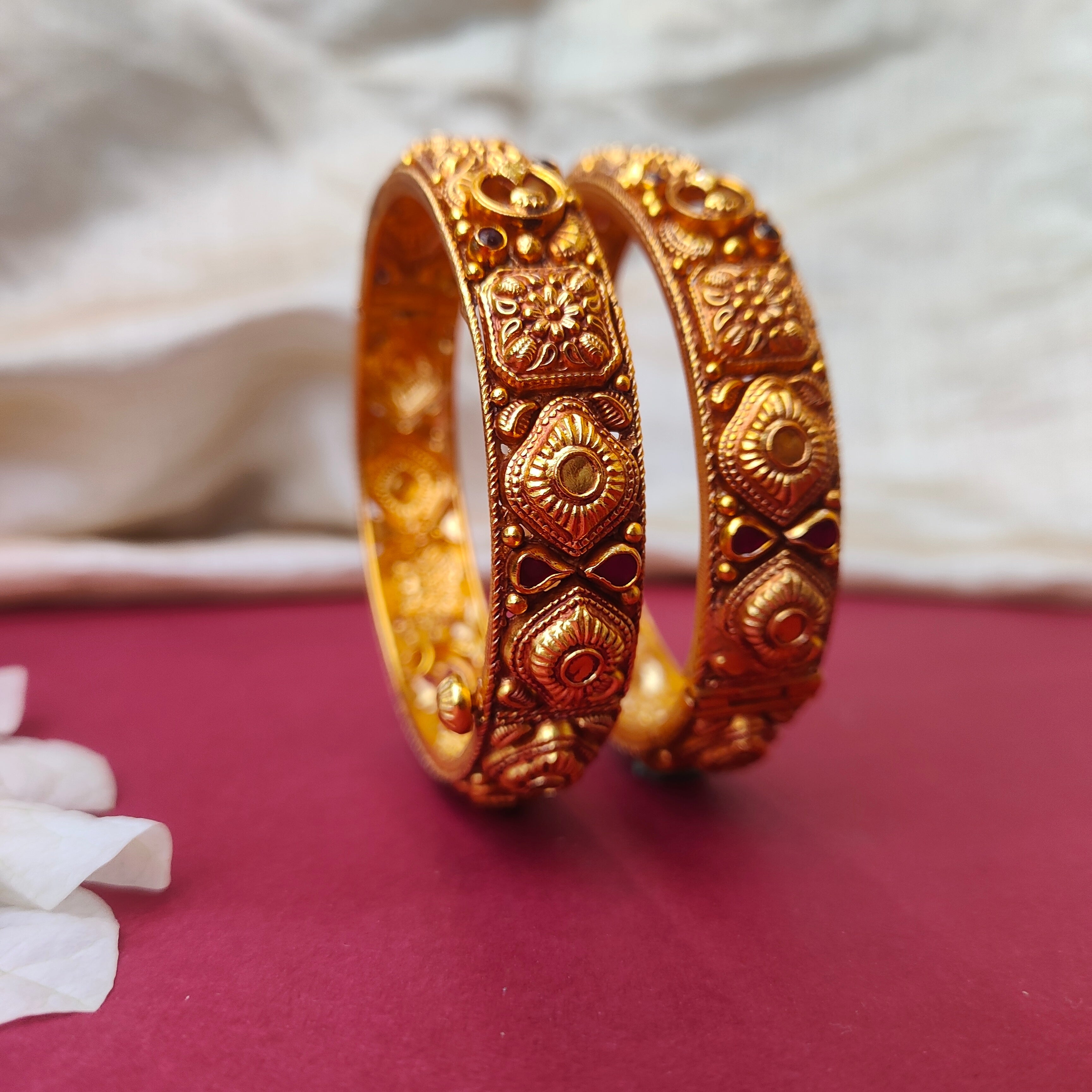 Malar Silver Nakshi Bangle - 0028 (2.5 Pair) - BCOS Its Silver