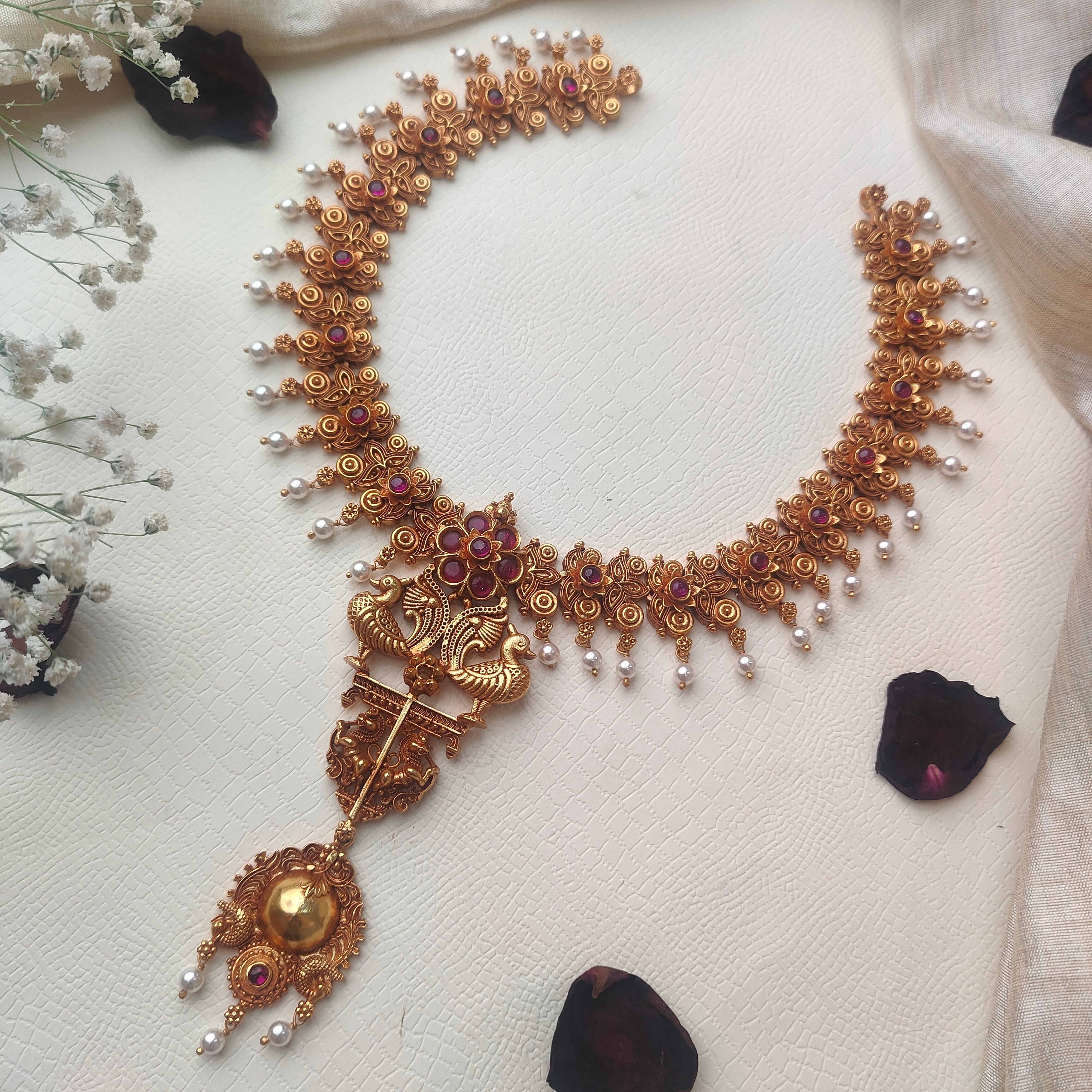 Maragadham 925 Silver Necklace Set - 0010 - BCOS Its Silver