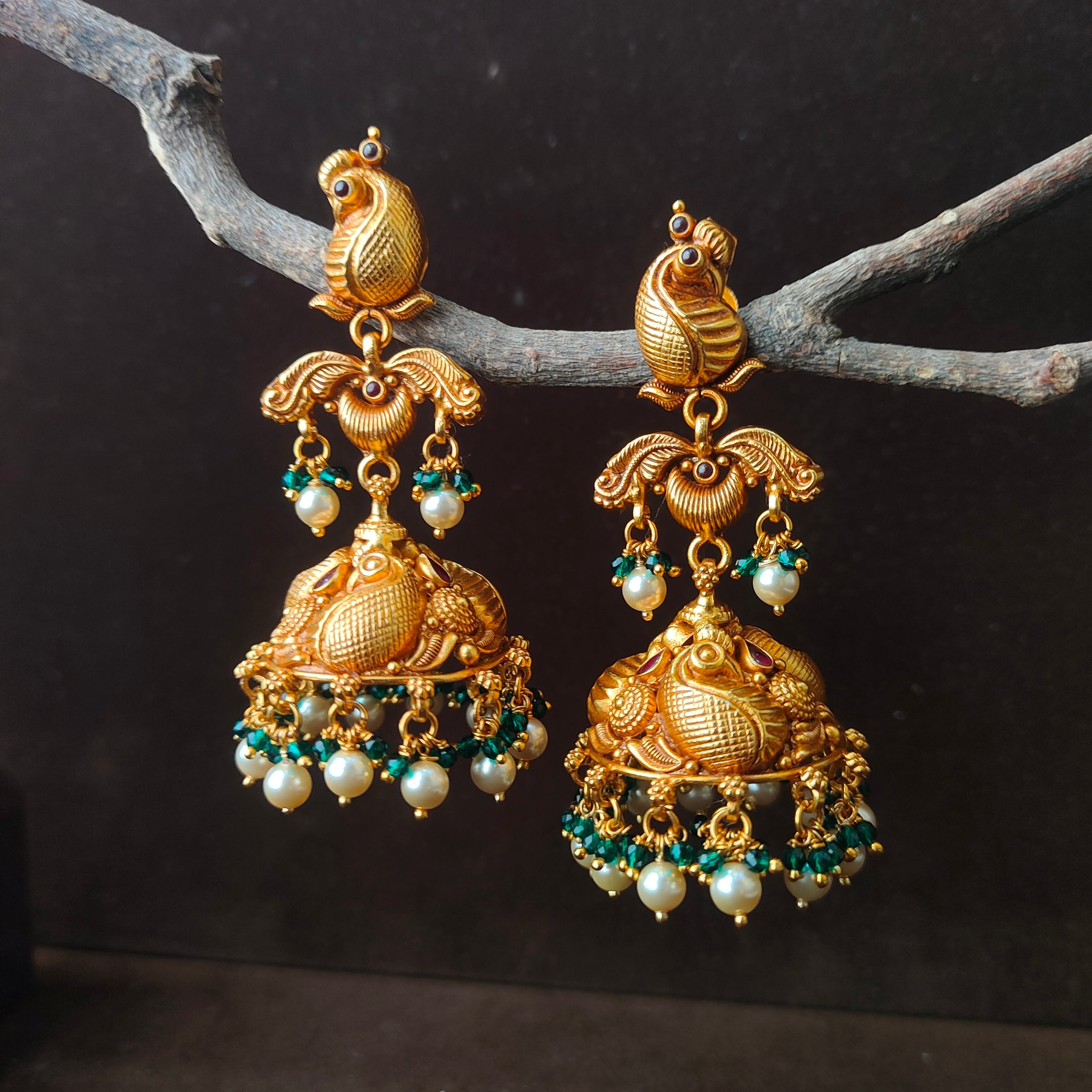 Peacock Layer Nakshi Jhumka - 0053 - BCOS Its Silver