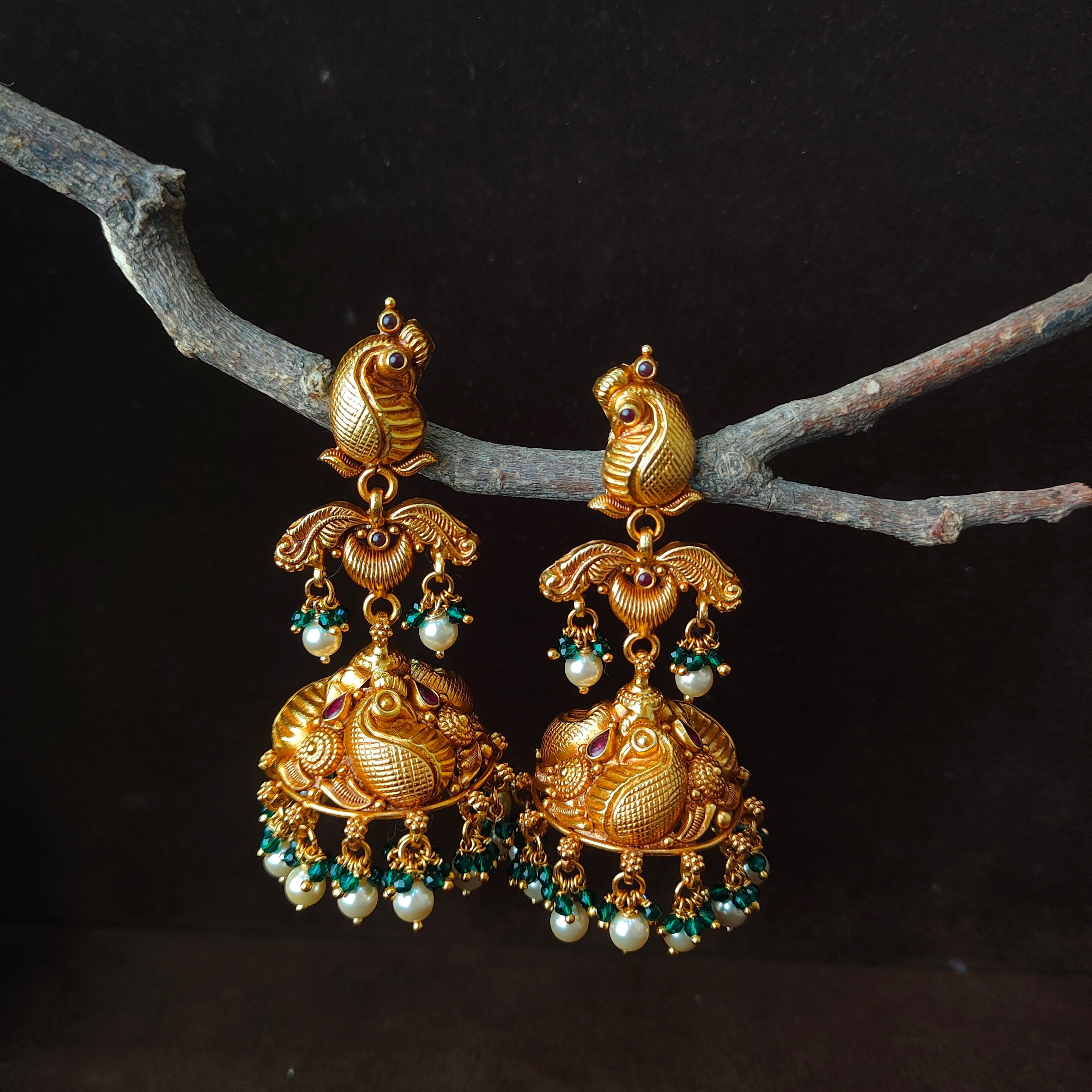 Peacock Layer Nakshi Jhumka - 0053 - BCOS Its Silver