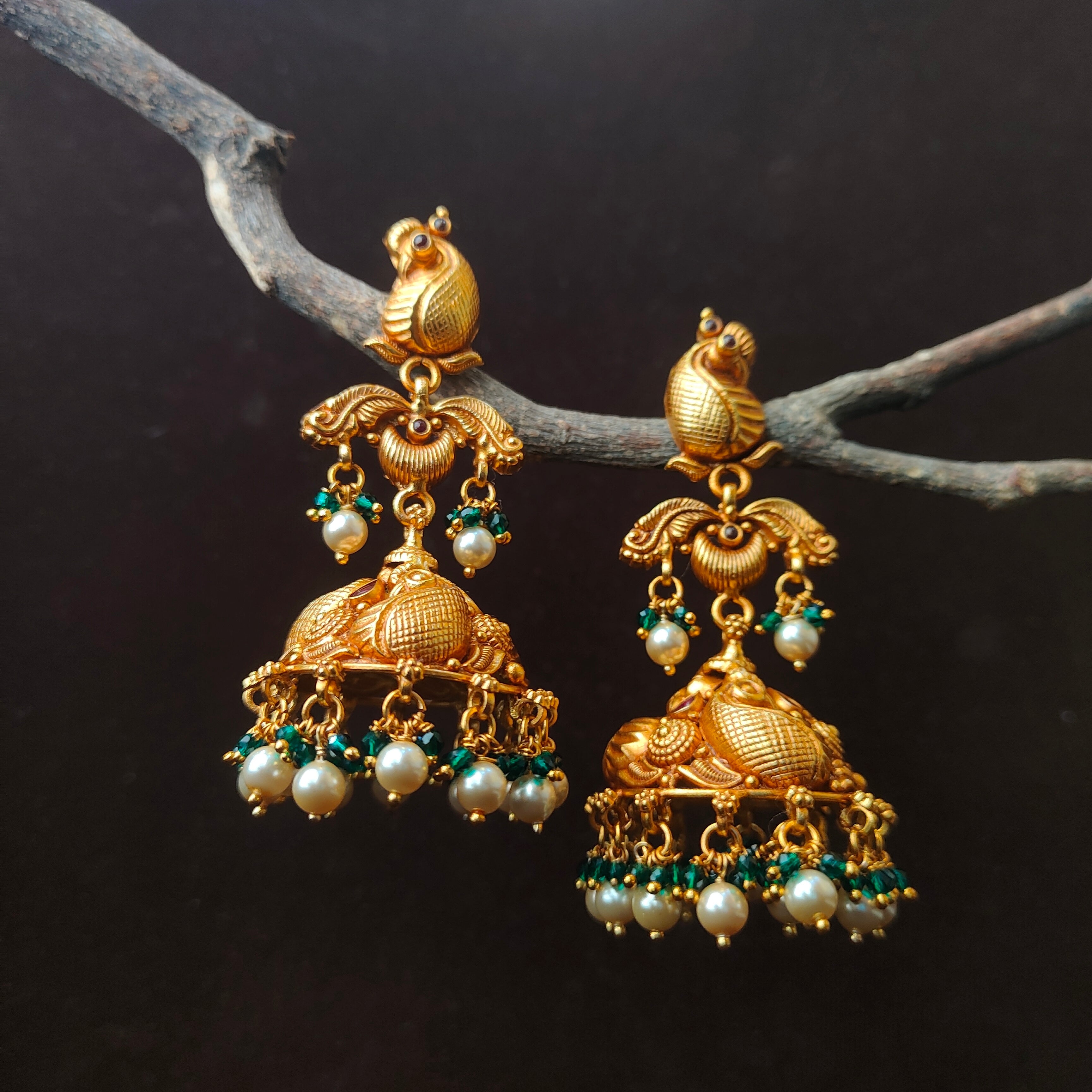 Peacock Layer Nakshi Jhumka - 0053 - BCOS Its Silver