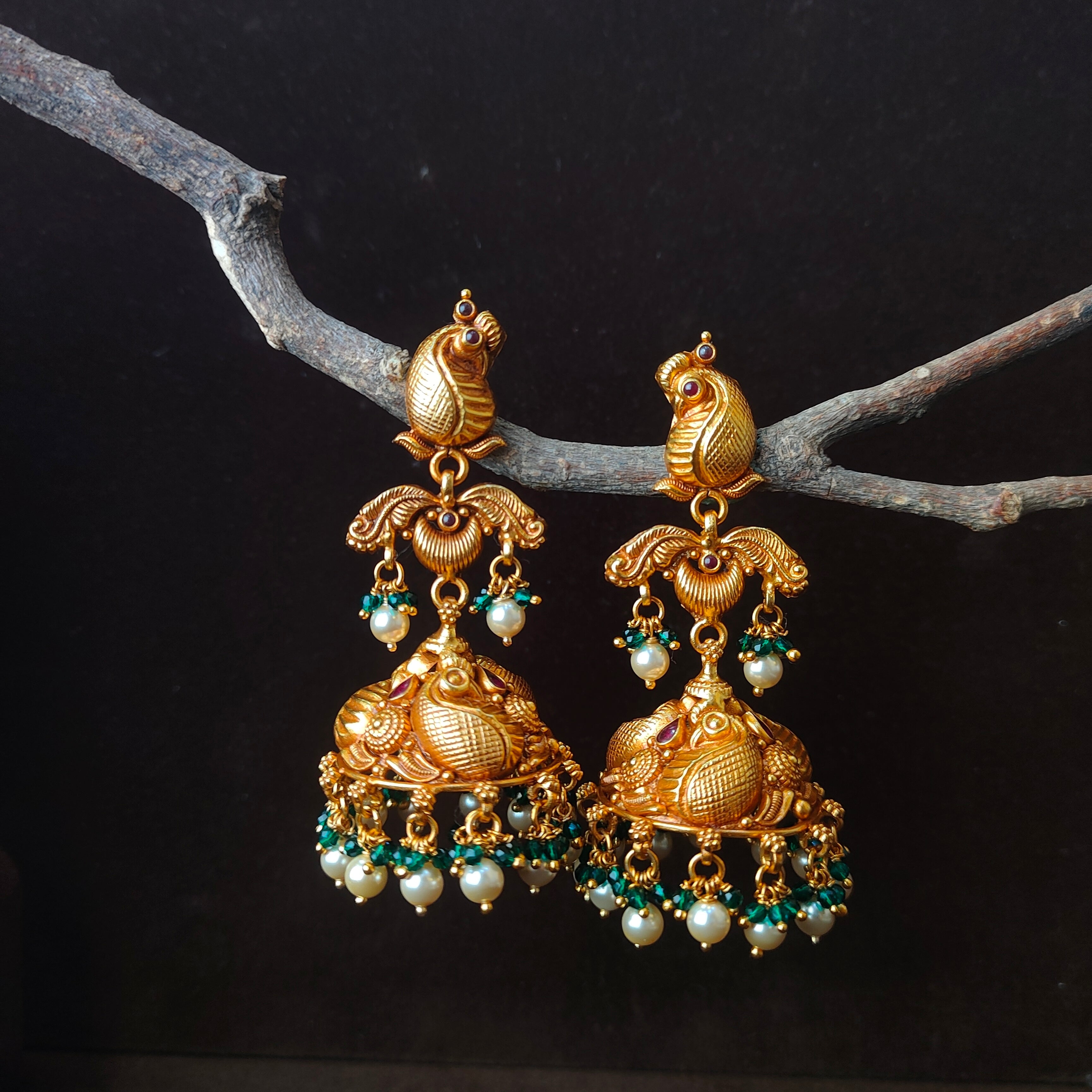 Peacock Layer Nakshi Jhumka - 0053 - BCOS Its Silver