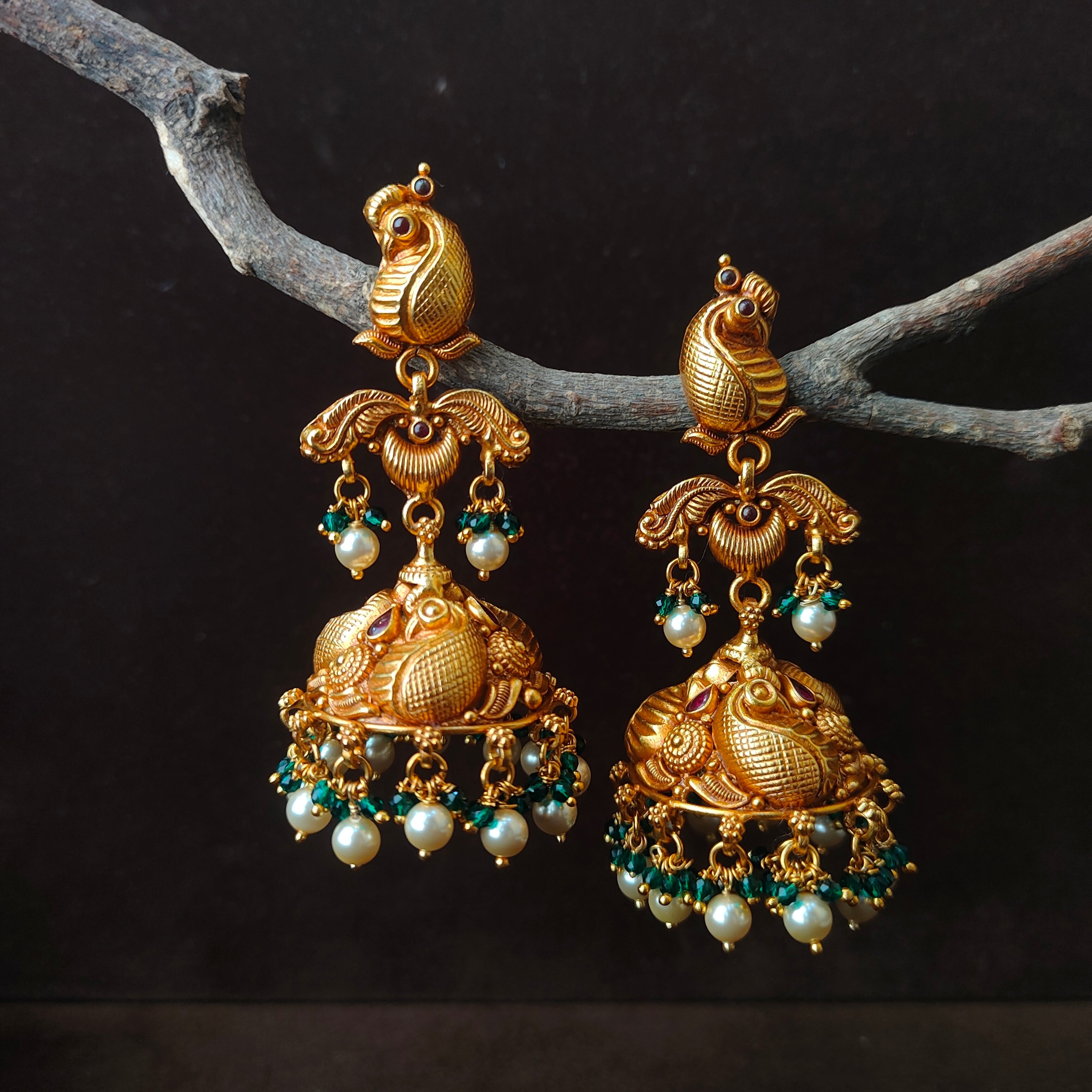 Peacock Layer Nakshi Jhumka - 0053 - BCOS Its Silver