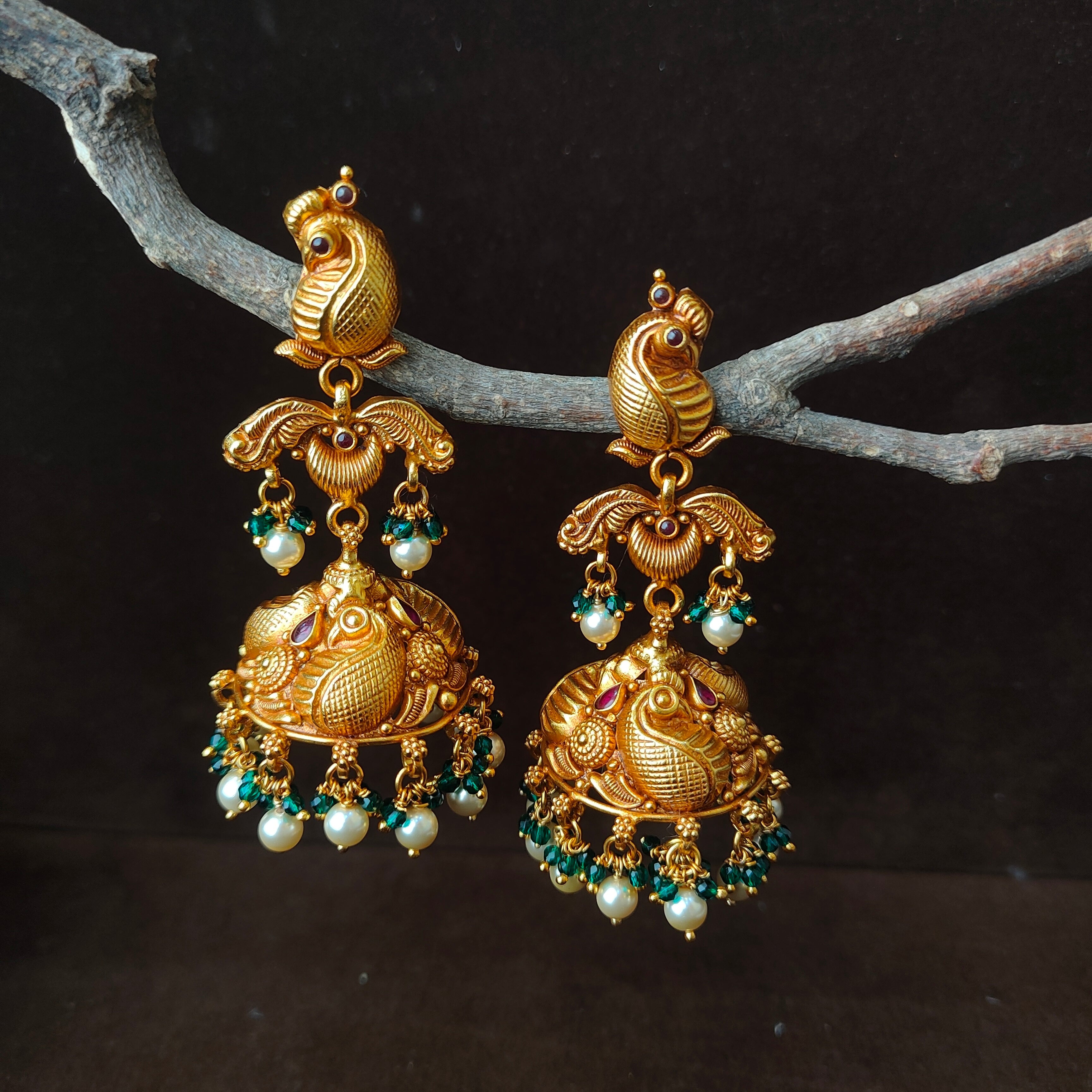 Peacock Layer Nakshi Jhumka - 0053 - BCOS Its Silver