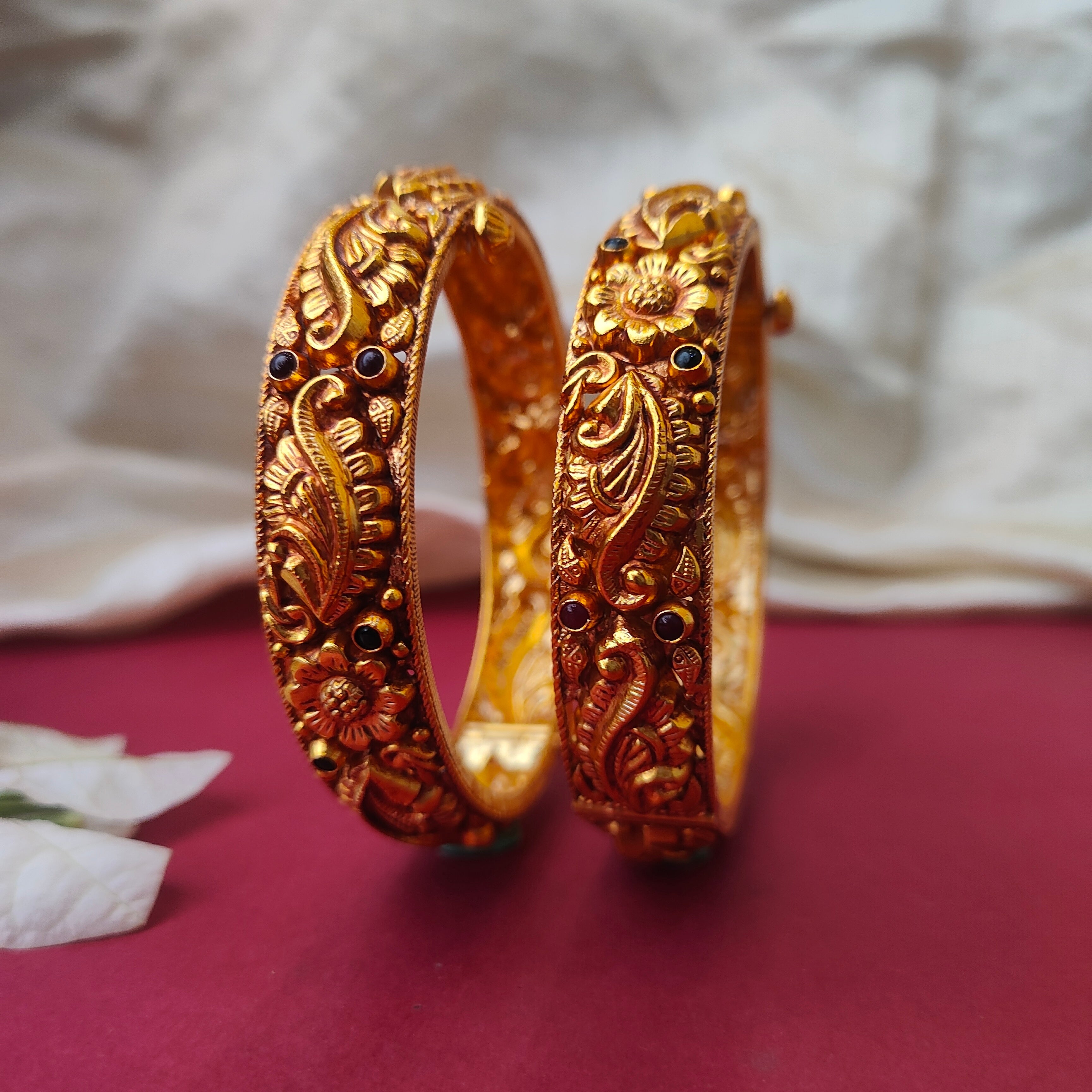 Poo Nakshi Silver Bangle - 0022 (2.6 Pair) - BCOS Its Silver