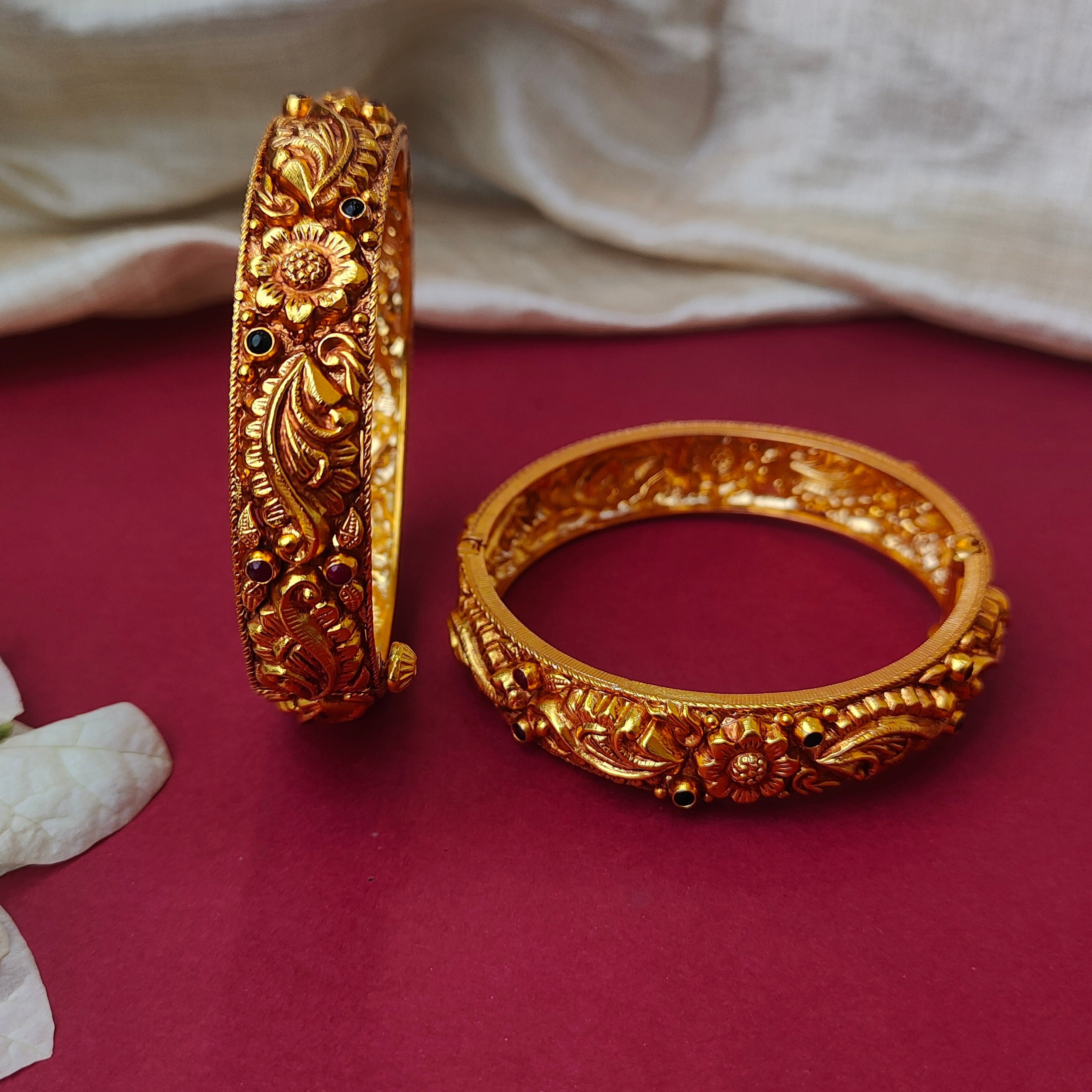 Poo Nakshi Silver Bangle - 0022 (2.6 Pair) - BCOS Its Silver