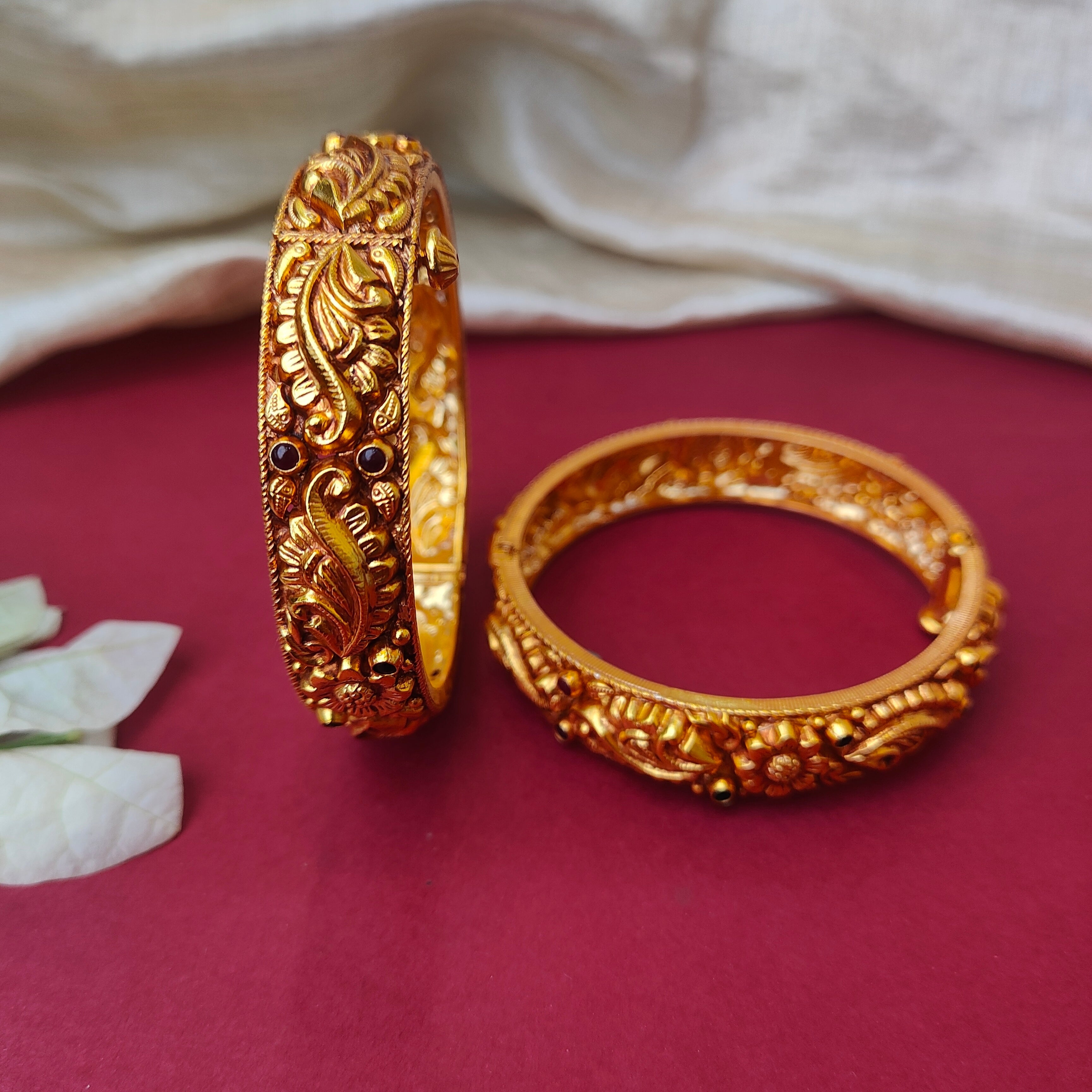Poo Nakshi Silver Bangle - 0022 (2.6 Pair) - BCOS Its Silver