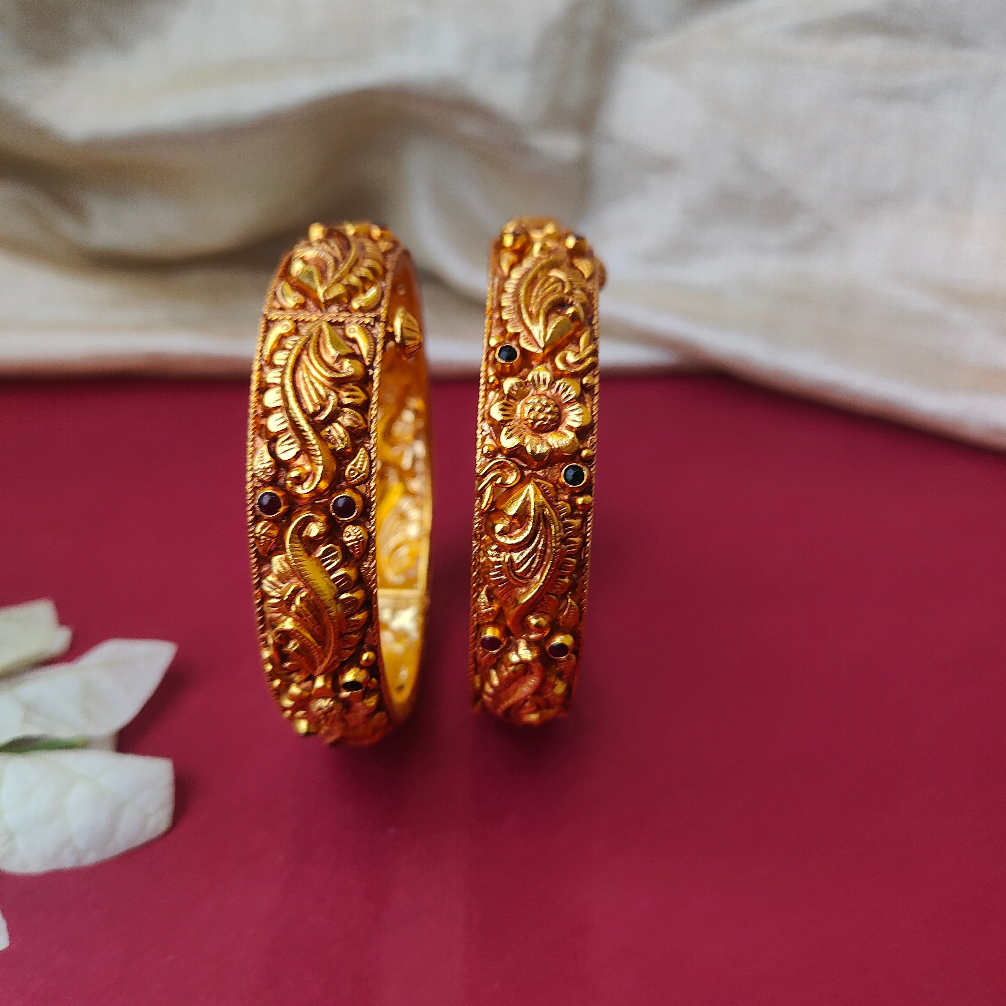 Poo Nakshi Silver Bangle - 0022 (2.6 Pair) - BCOS Its Silver