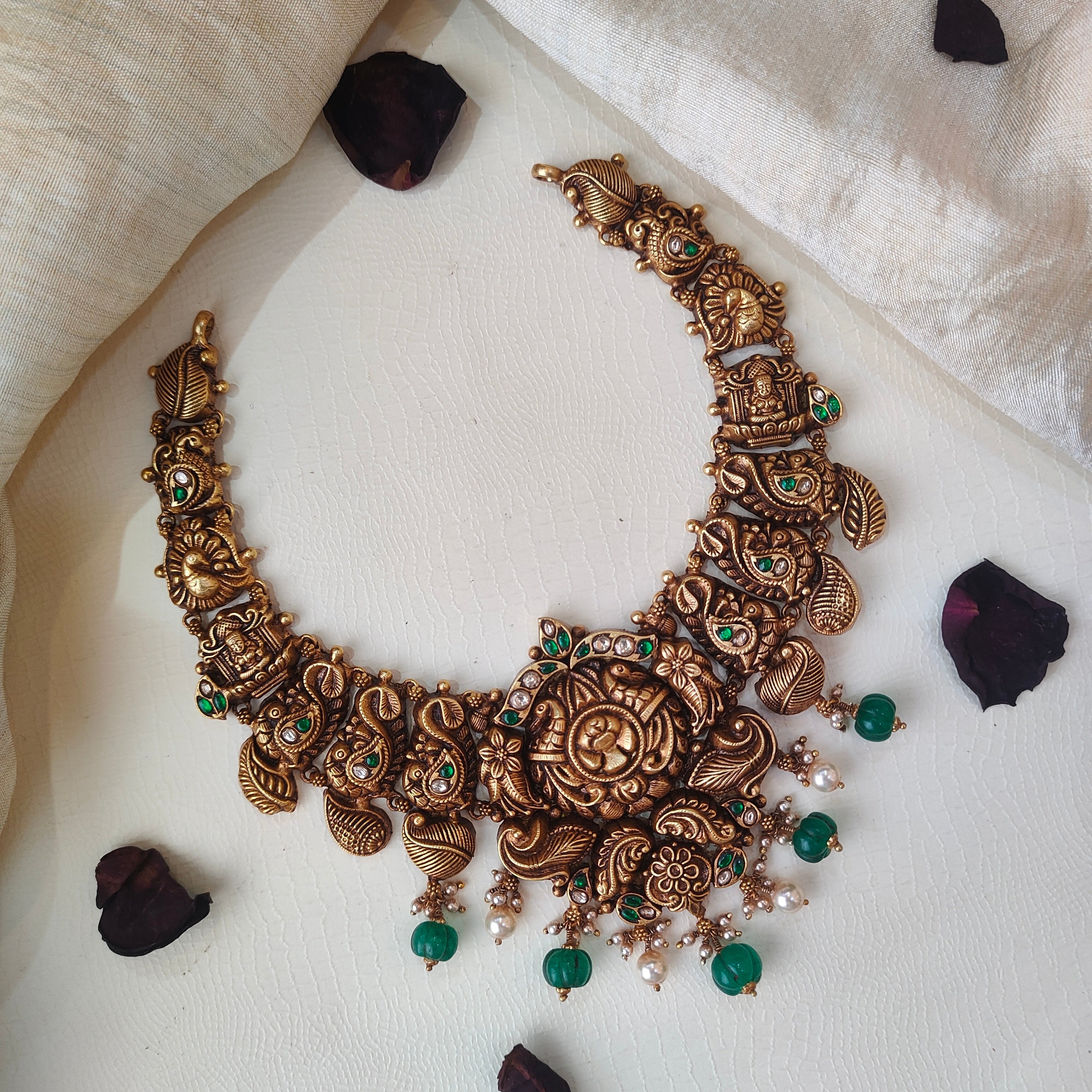 Shinthana Silver Nakshi Kundan Necklace - 0030 - BCOS Its Silver