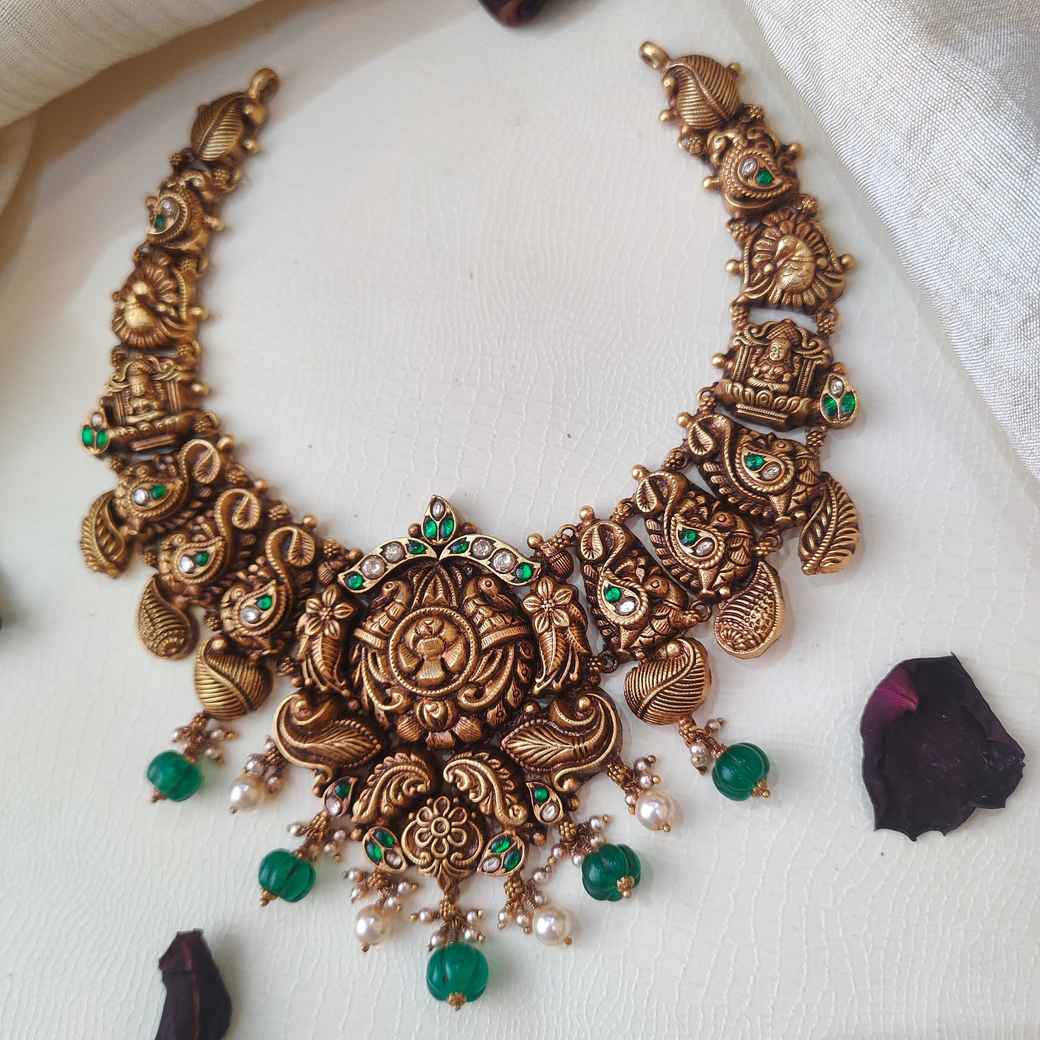 Shinthana Silver Nakshi Kundan Necklace - 0030 - BCOS Its Silver