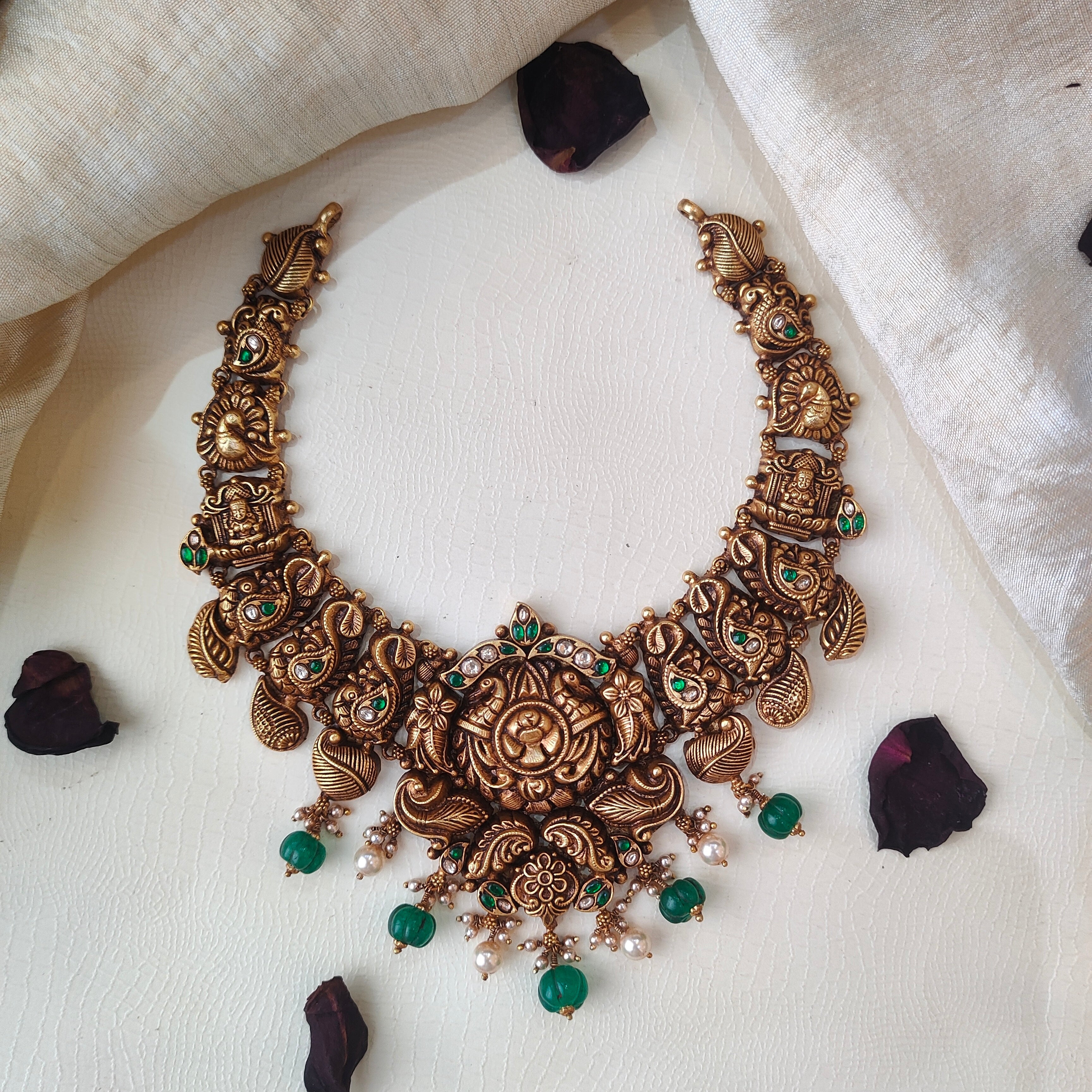 Shinthana Silver Nakshi Kundan Necklace - 0030 - BCOS Its Silver