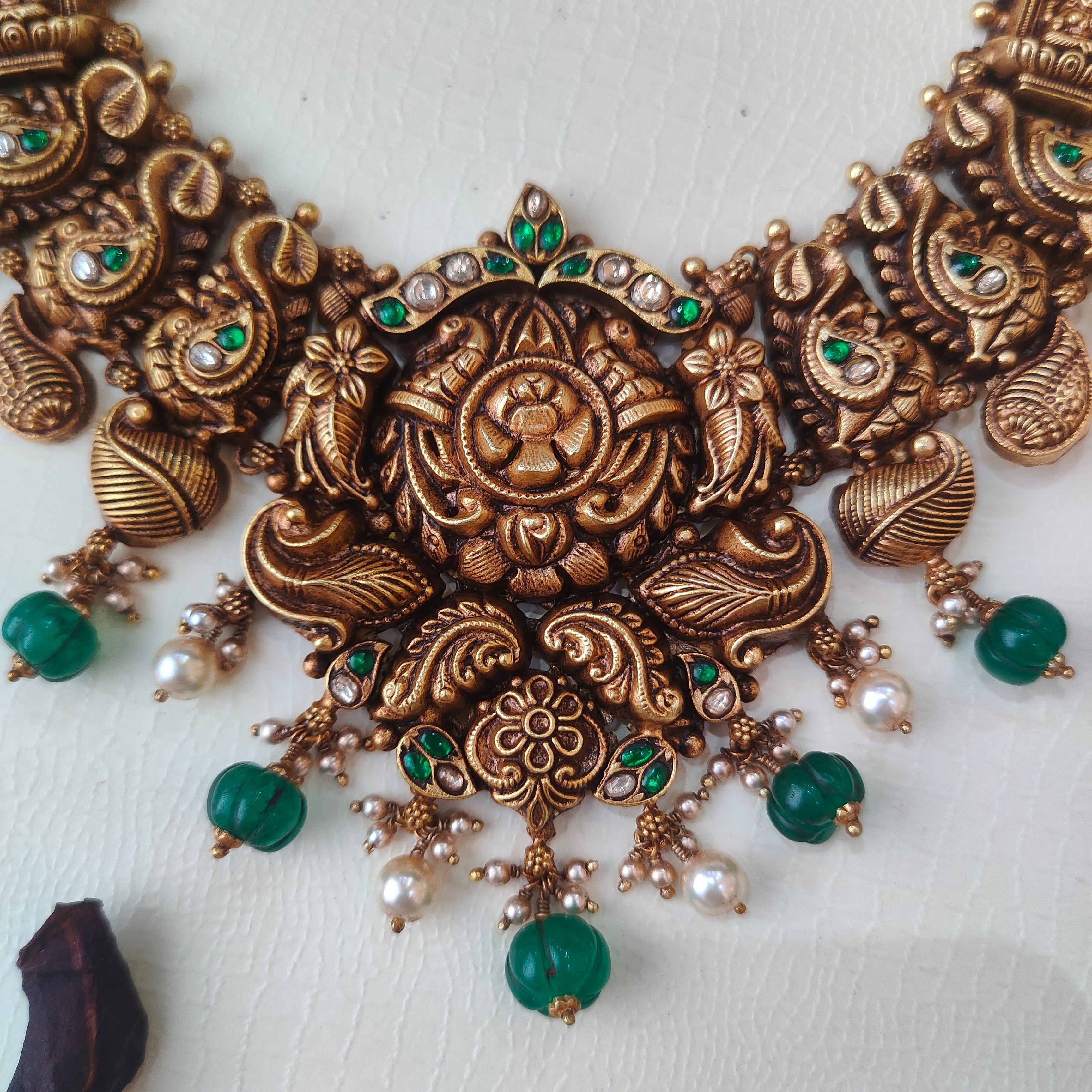 Shinthana Silver Nakshi Kundan Necklace - 0030 - BCOS Its Silver