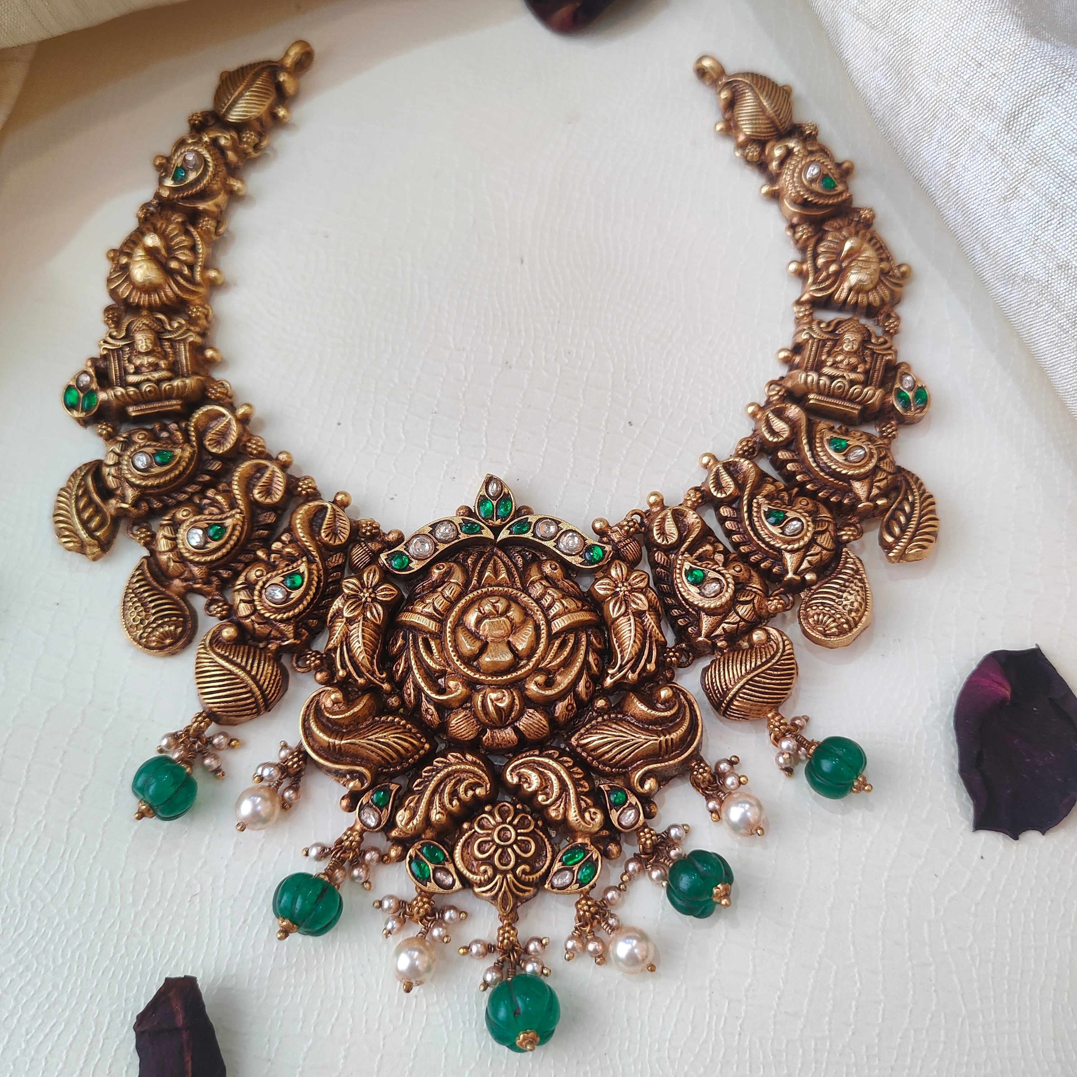 Shinthana Silver Nakshi Kundan Necklace - 0030 - BCOS Its Silver