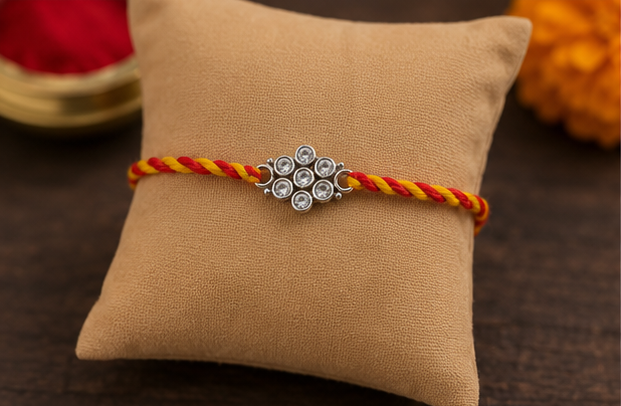 925 Silver Small Polki Rakhi — 3954