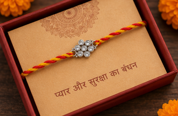 925 Silver Small Polki Rakhi — 3954