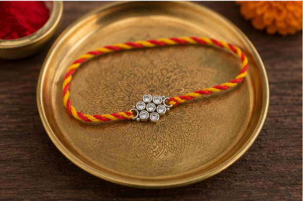 925 Silver Small Polki Rakhi — 3954