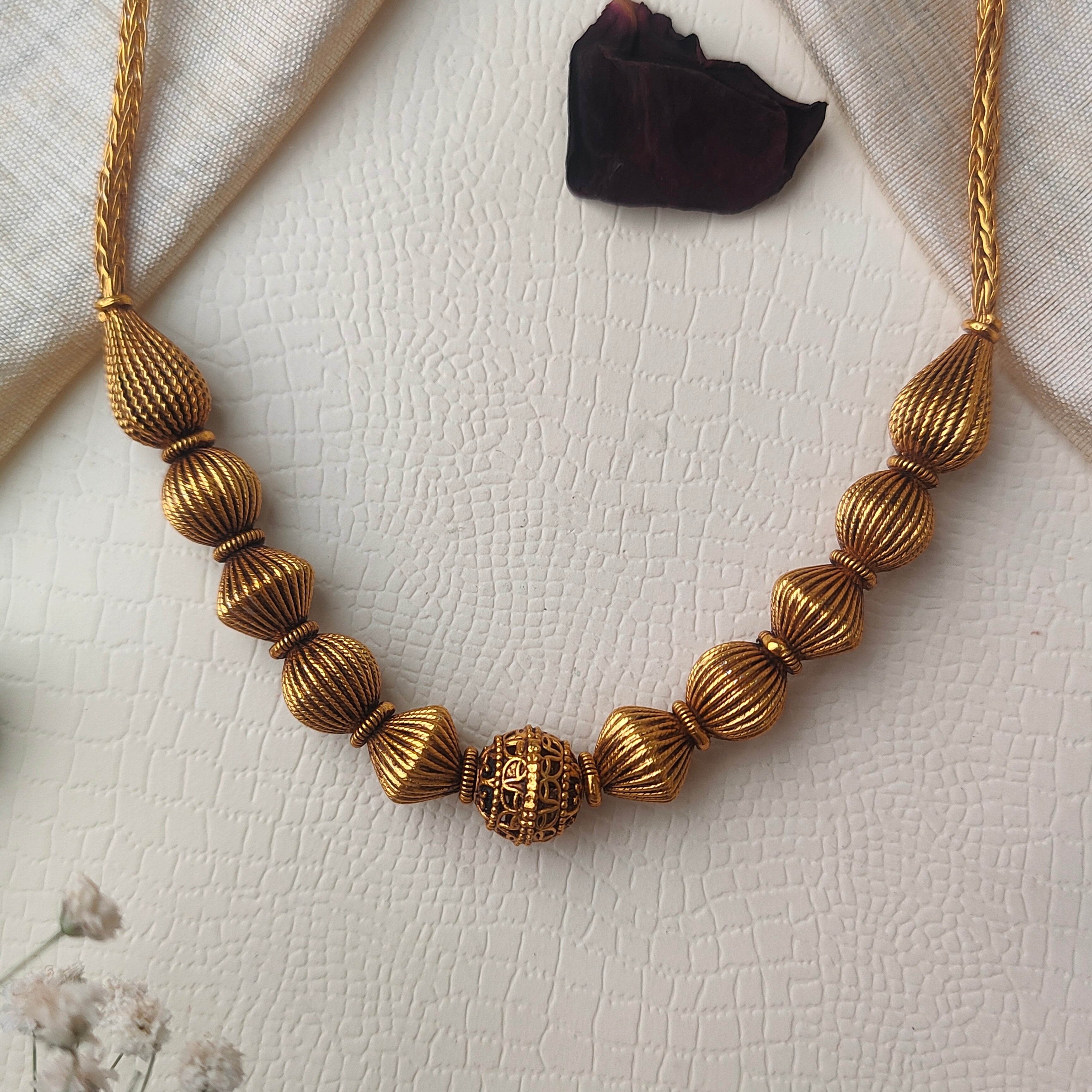 Traditional Silver Gundu Necklace - 0020 - BCOS Its Silver