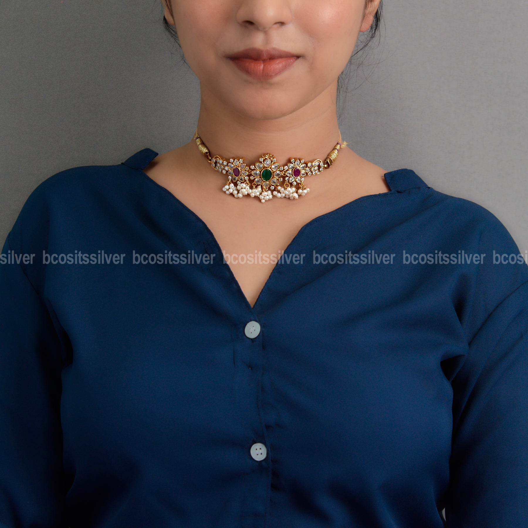 Gold Plated CZ Pallavi Choker - 0603 - MADE TO ORDER