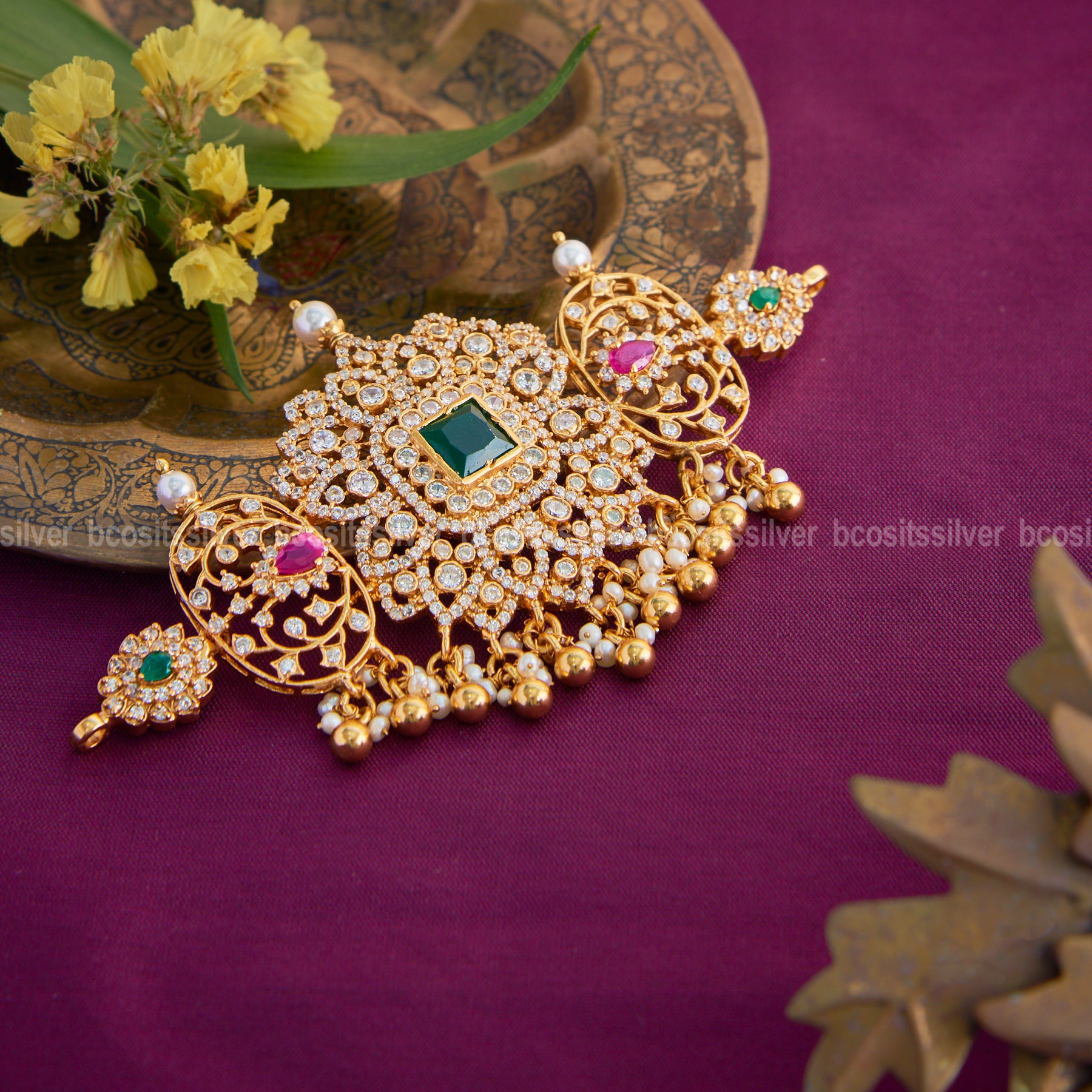 Gold Plated CZ Broad Choker - 0605 - MADE TO ORDER