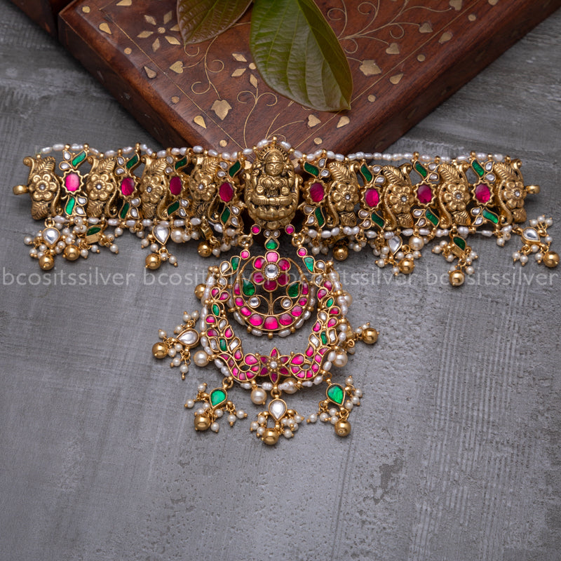 Gold Plated Lakshmi Kundan Bridal Choker - 1801