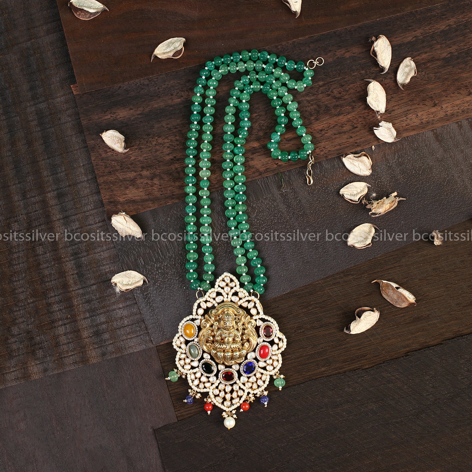 Two layer Beads Mala with Lakshmi Pendant - 5793