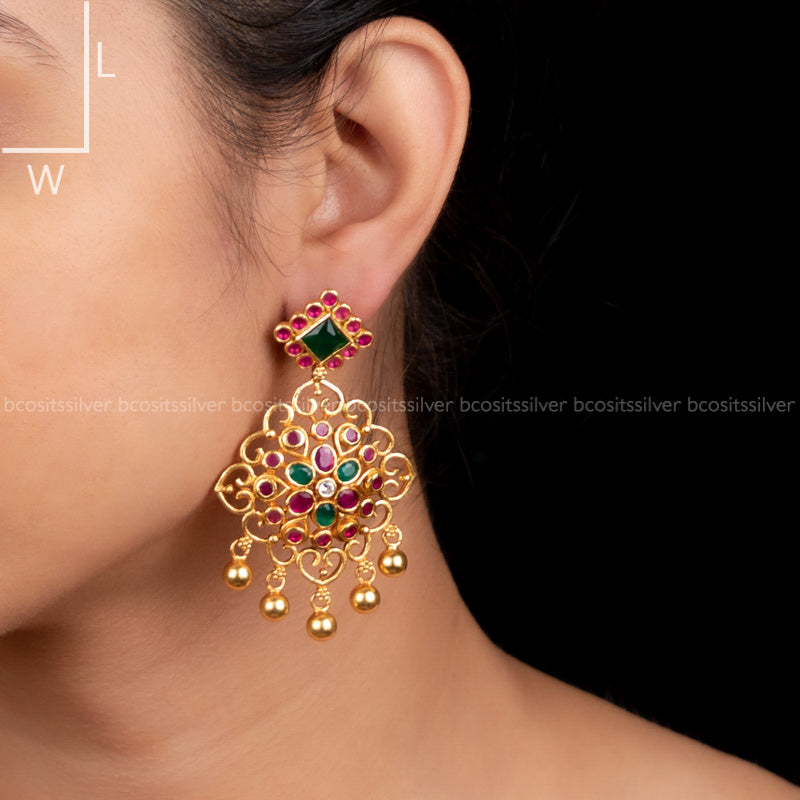 Gold Plated Flower Earring - 5699
