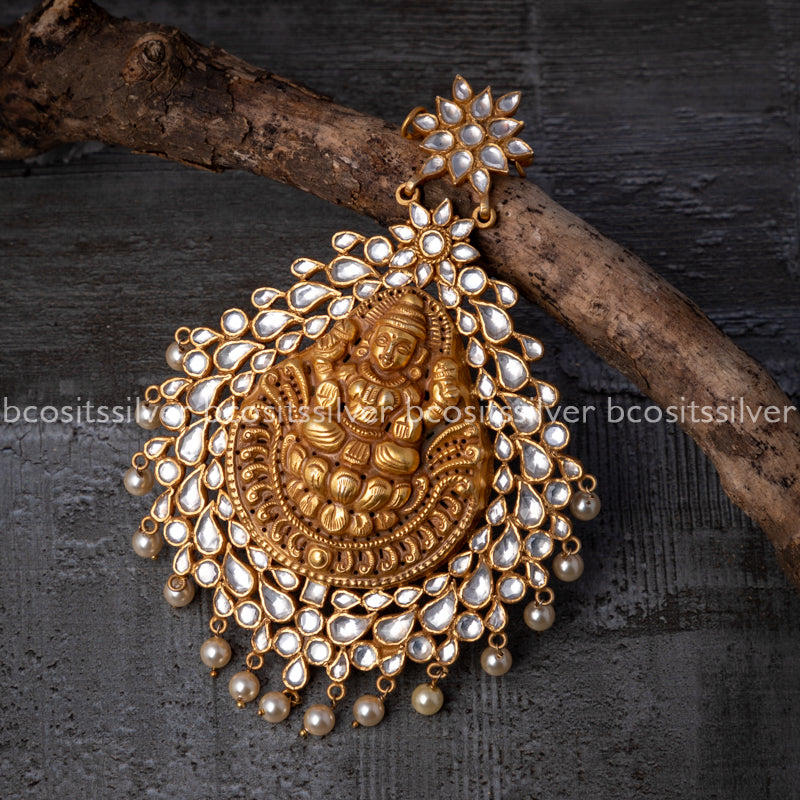 Gold Plated Kundan Lakshmi Pendant - 635