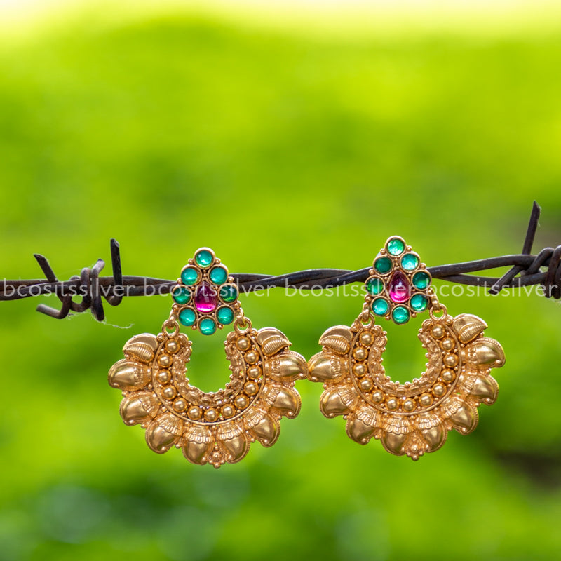 925 Silver Gold Plated Chandbali -1233