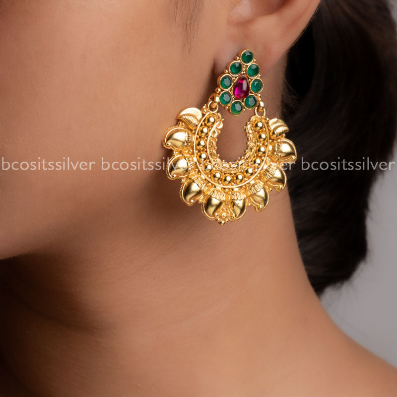 925 Silver Gold Plated Chandbali -1233