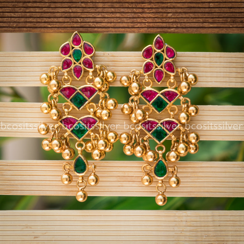 925 Silver Gold Plated Long Earring - 511